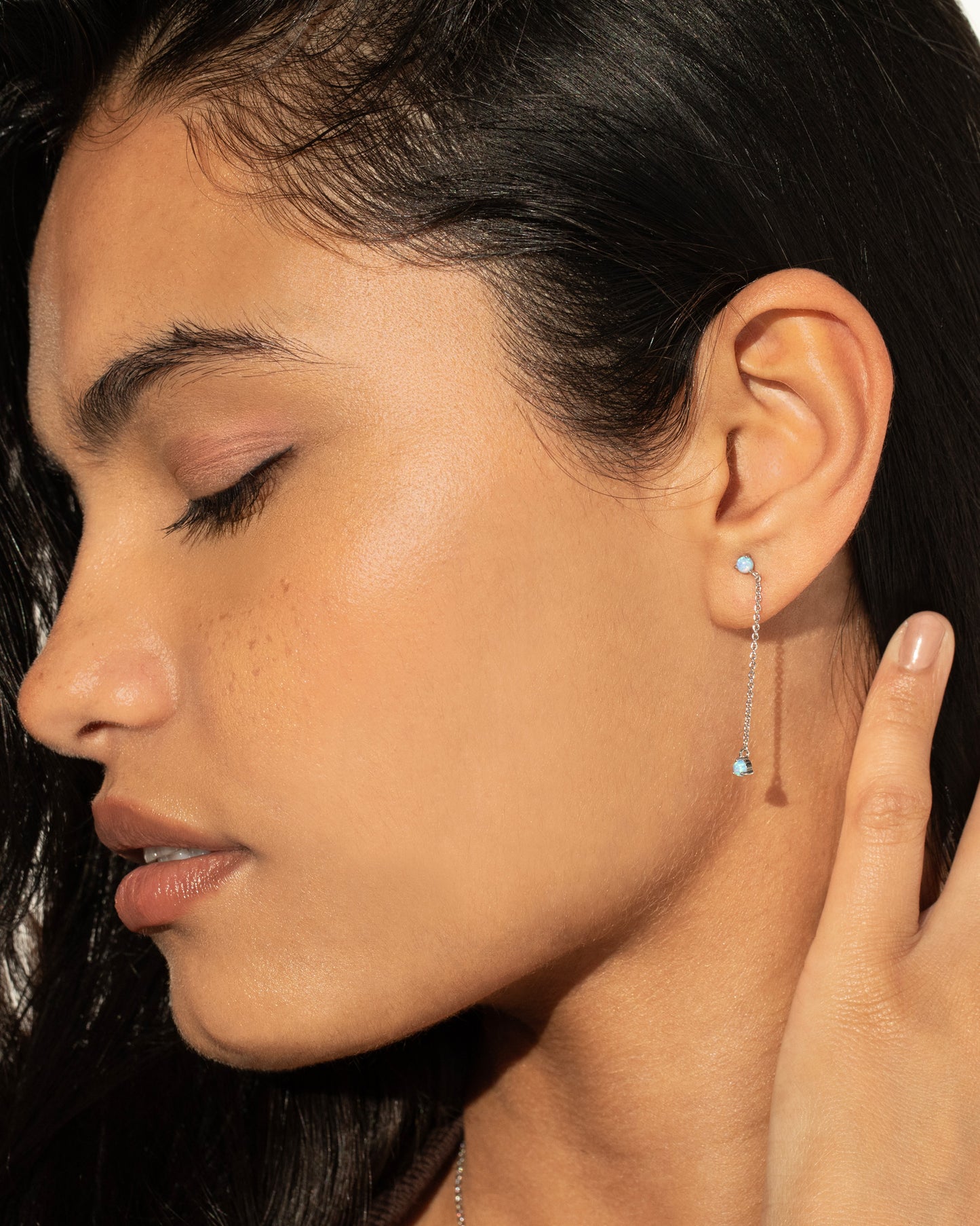 Bello Blue Opal Earrings - Silver Plated