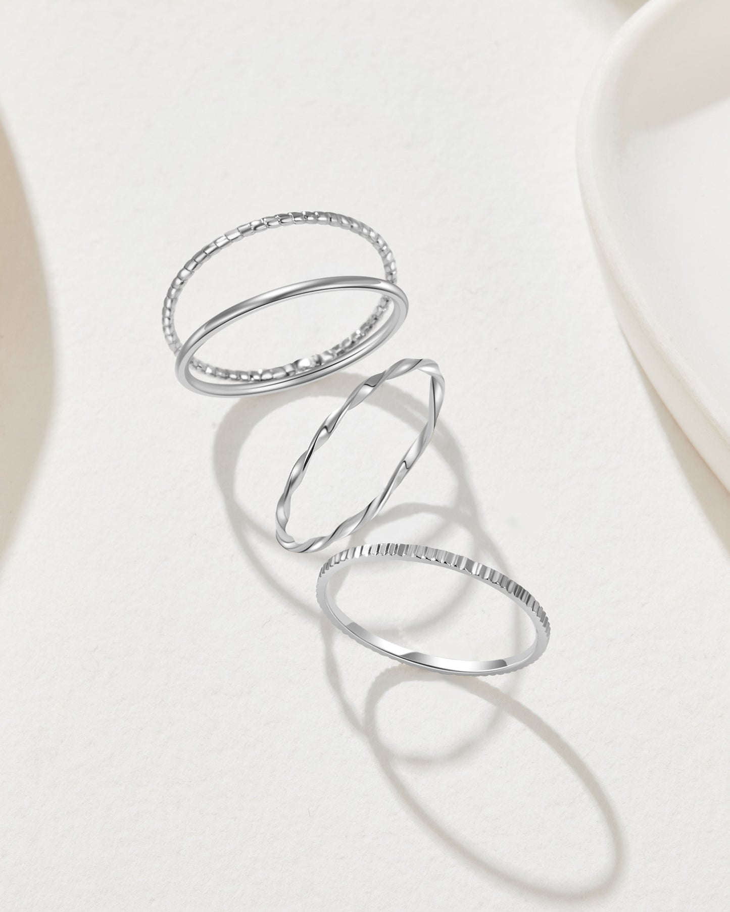 Illusion Stackable Ring Set - Silver Plated