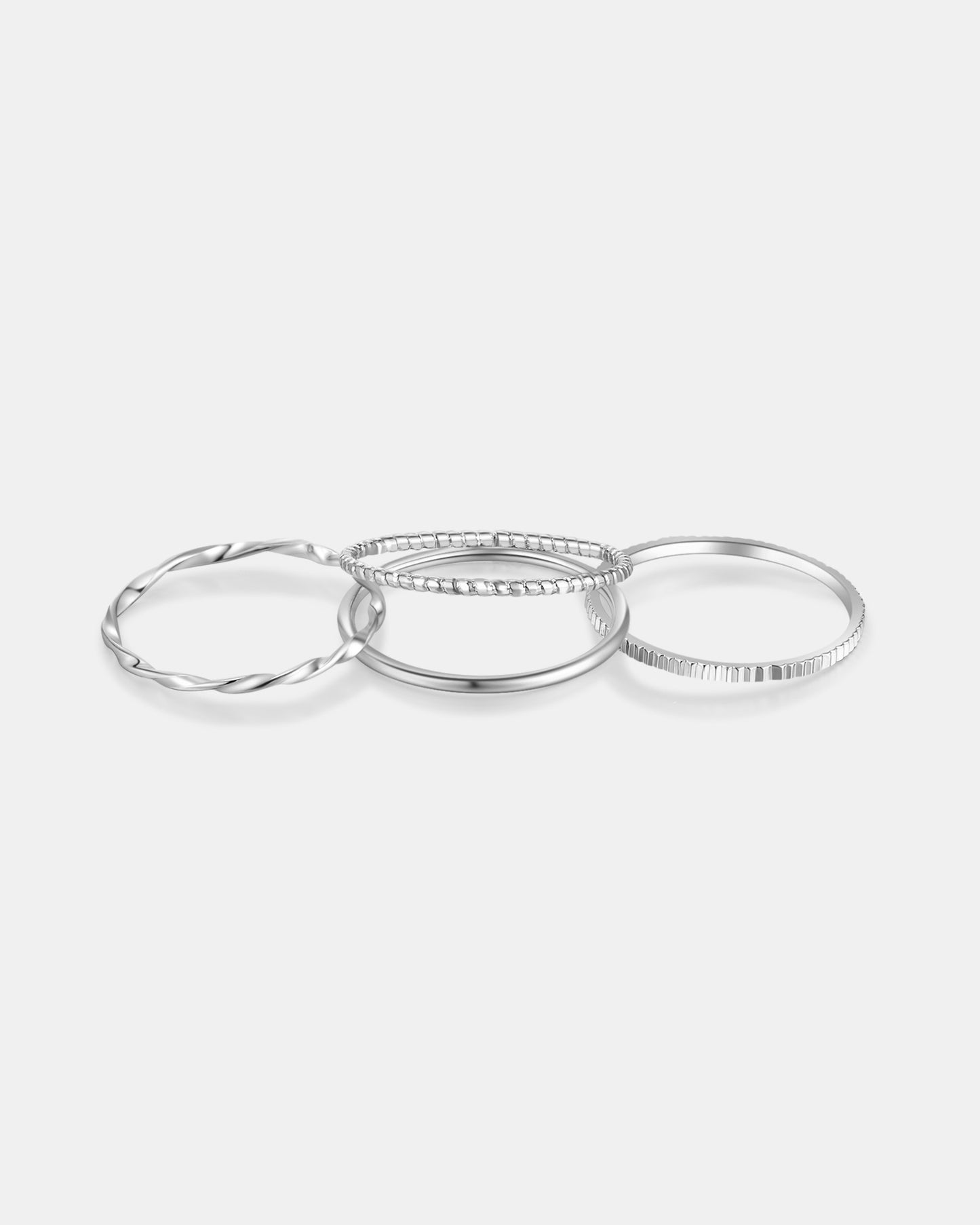 Illusion Stackable Ring Set - Silver Plated