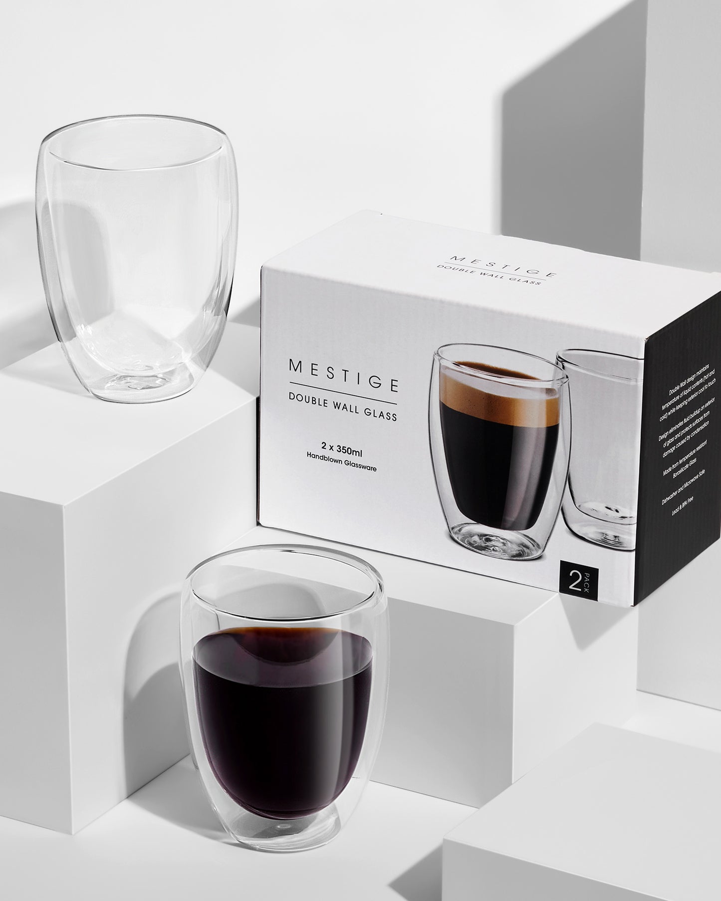 350ml 2 Pack Double Wall Glass