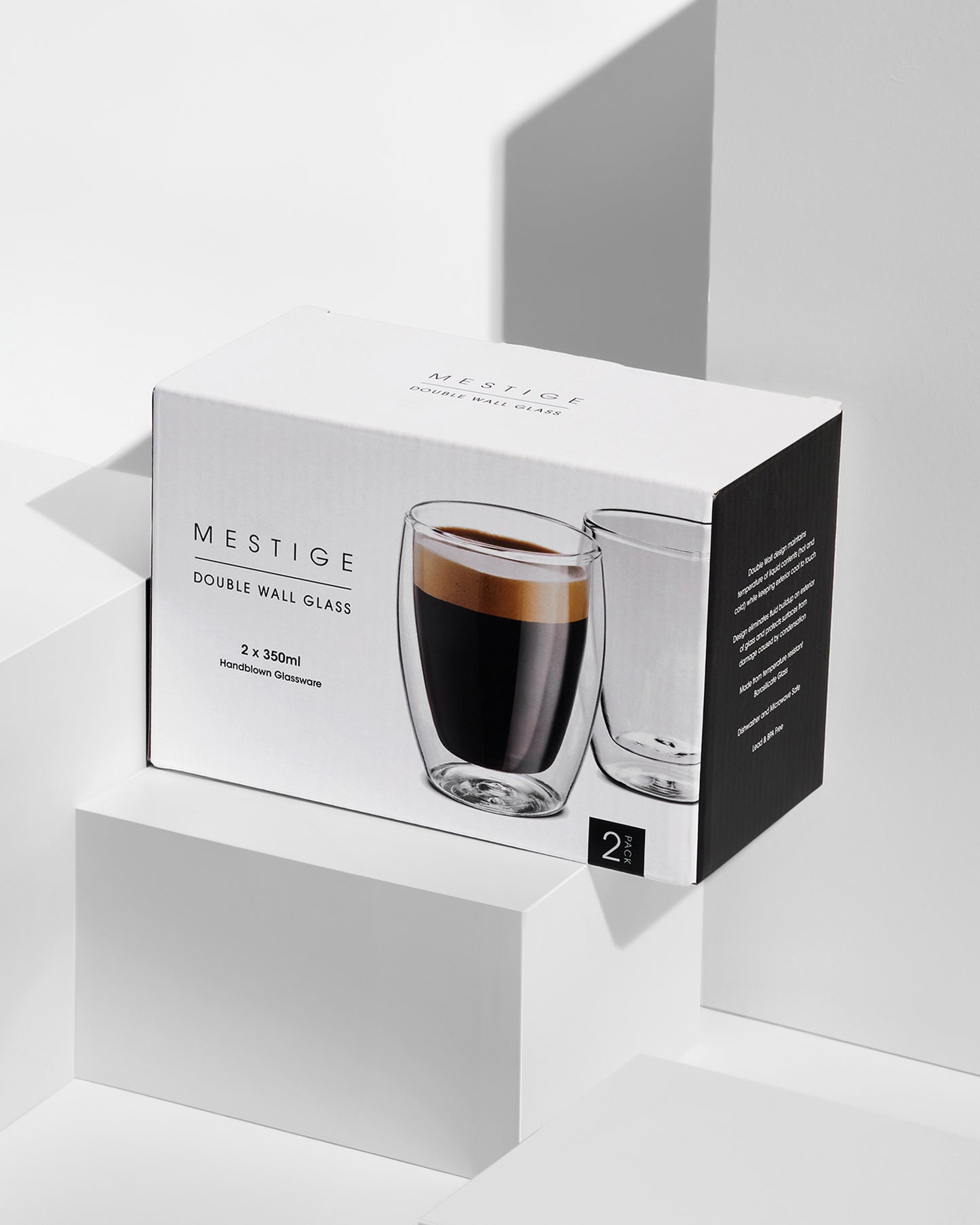 350ml 2 Pack Double Wall Glass