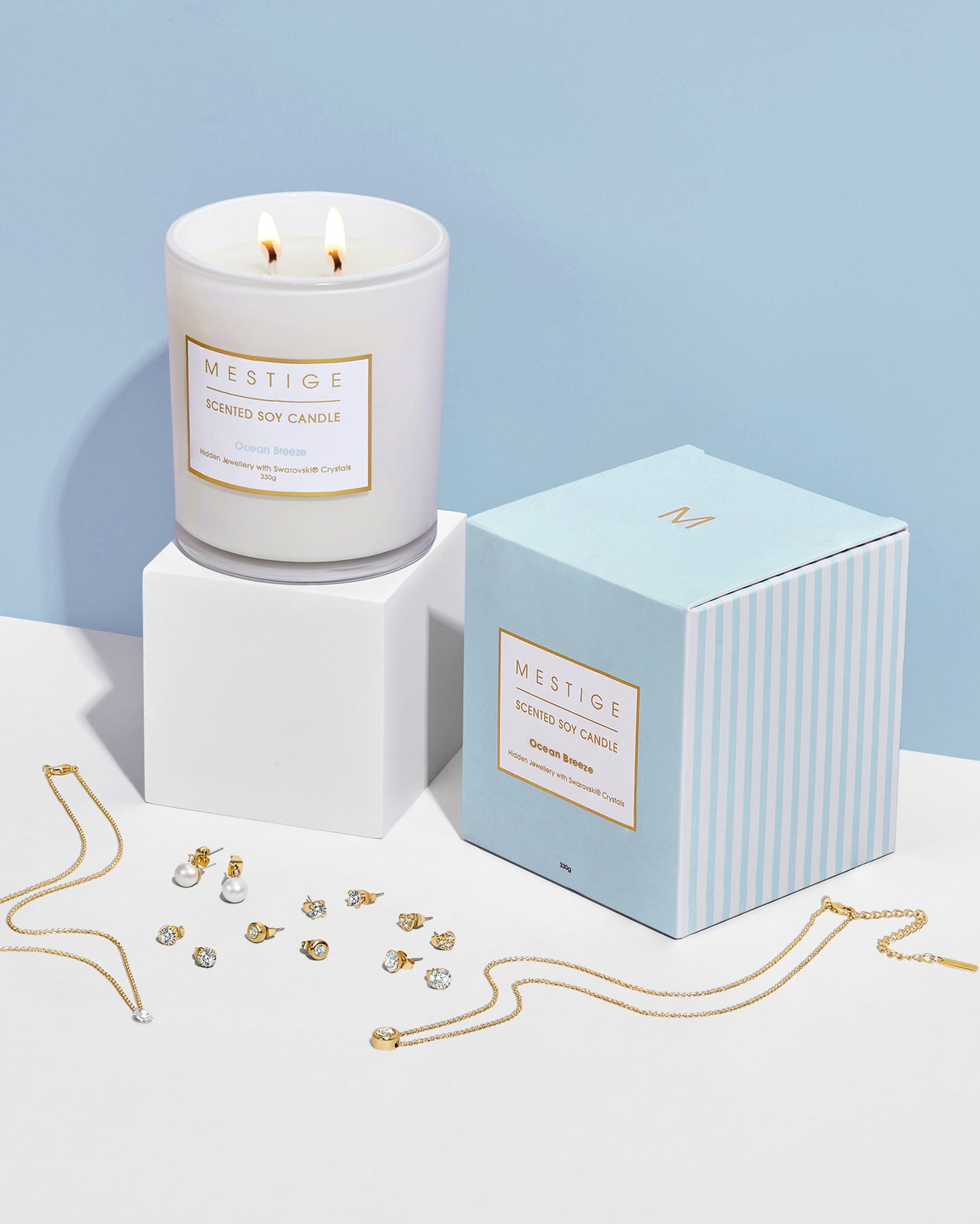Ocean Breeze - Organic Sea Salt Scented Soy Candle with Hidden Jewellery