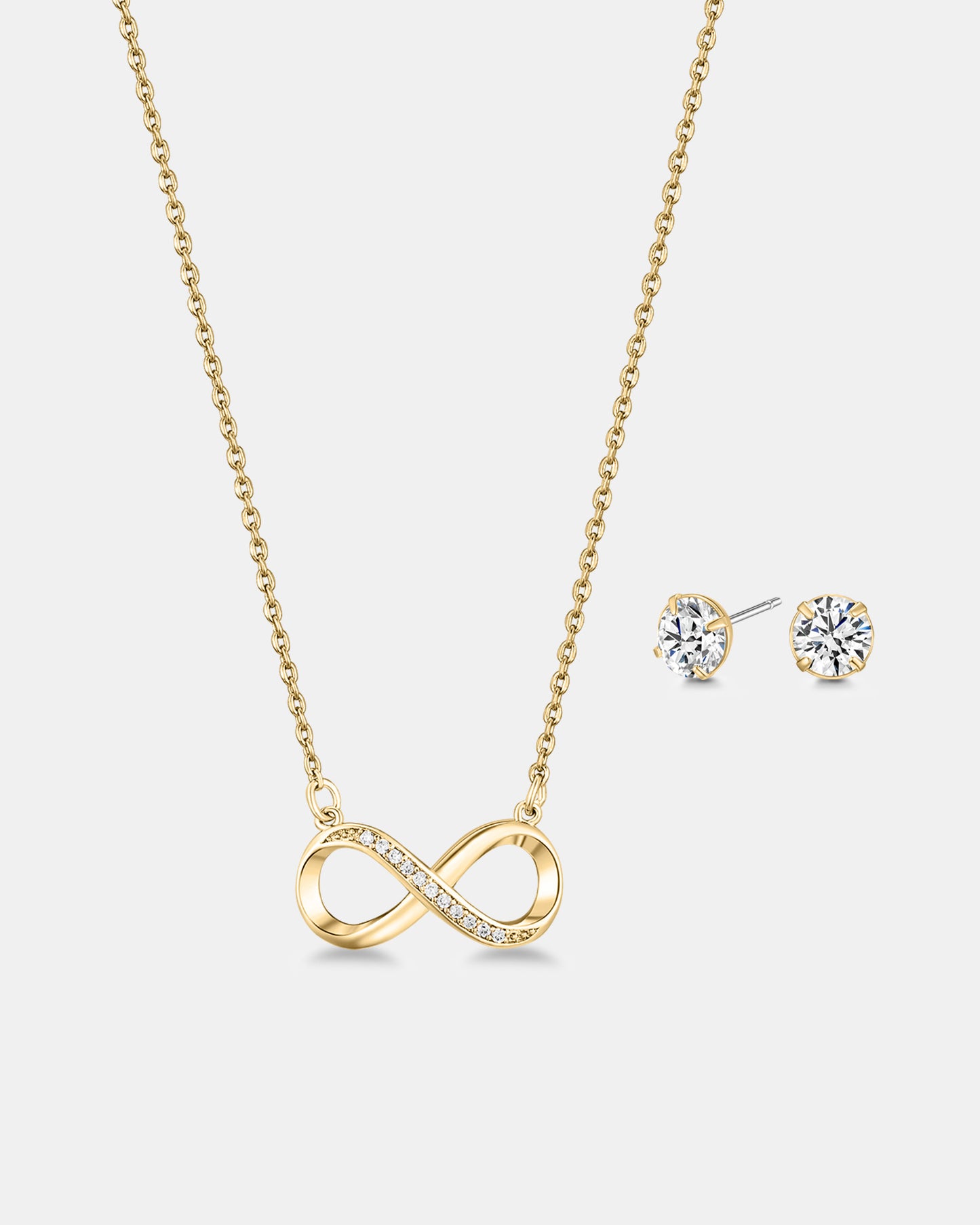 Infinity Necklace & Earrings Set - 18K Gold Plated