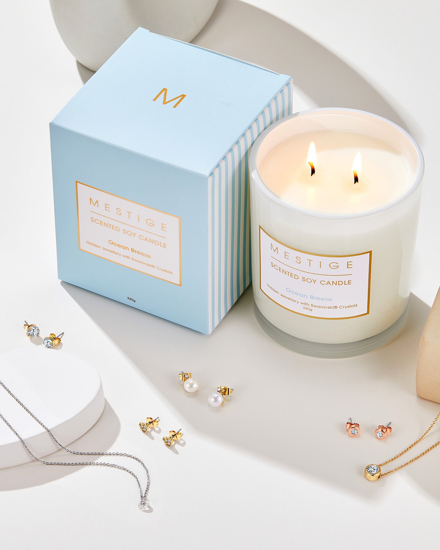 Ocean Breeze - Organic Sea Salt Scented Soy Candle with Hidden Jewellery