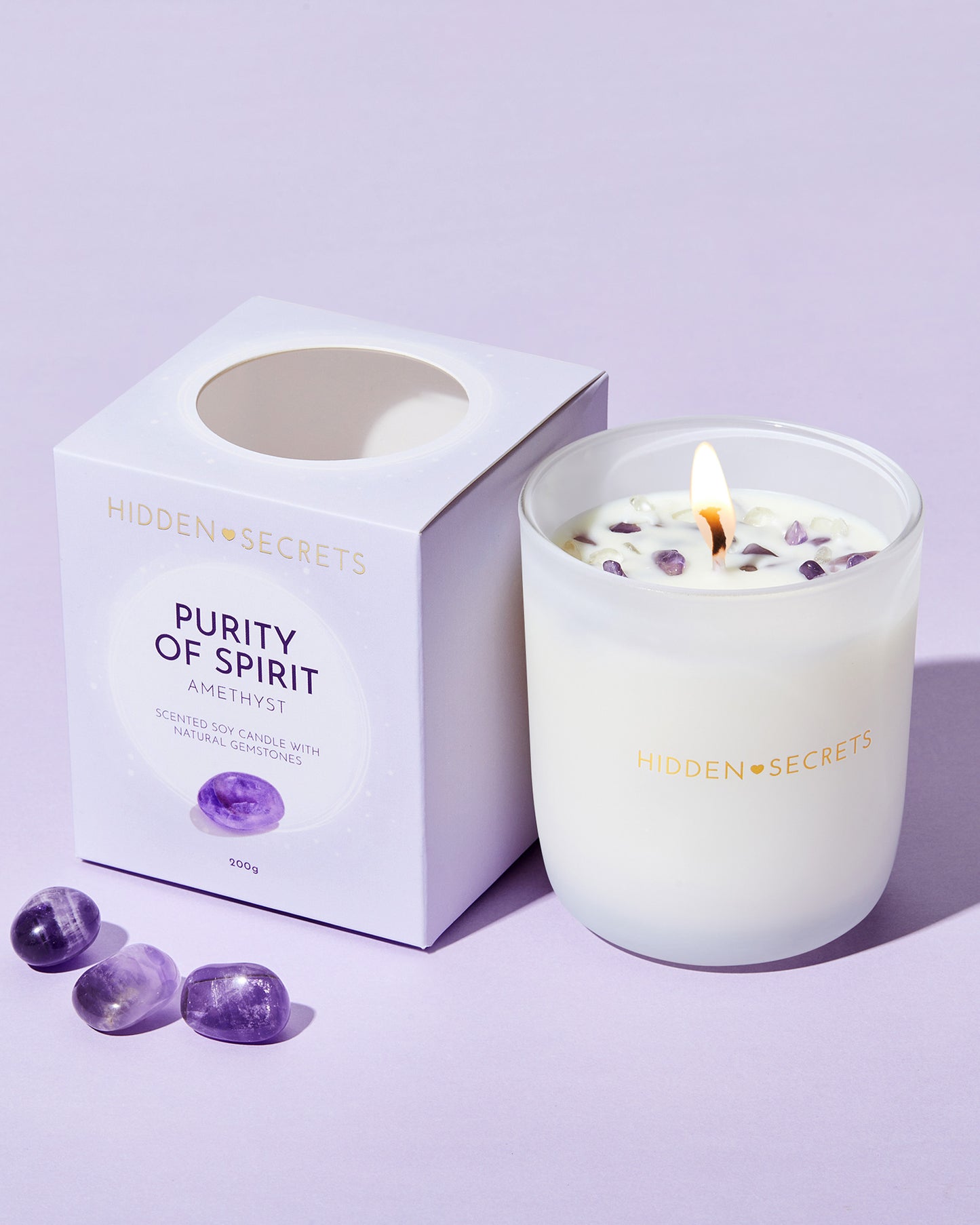Load image into Gallery viewer, Amethyst Gemstone Scented Soy Candle
