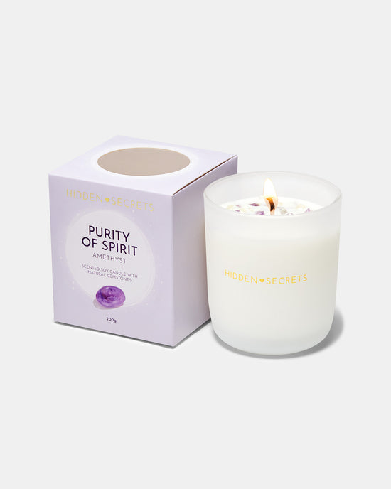 Load image into Gallery viewer, Amethyst Gemstone Scented Soy Candle
