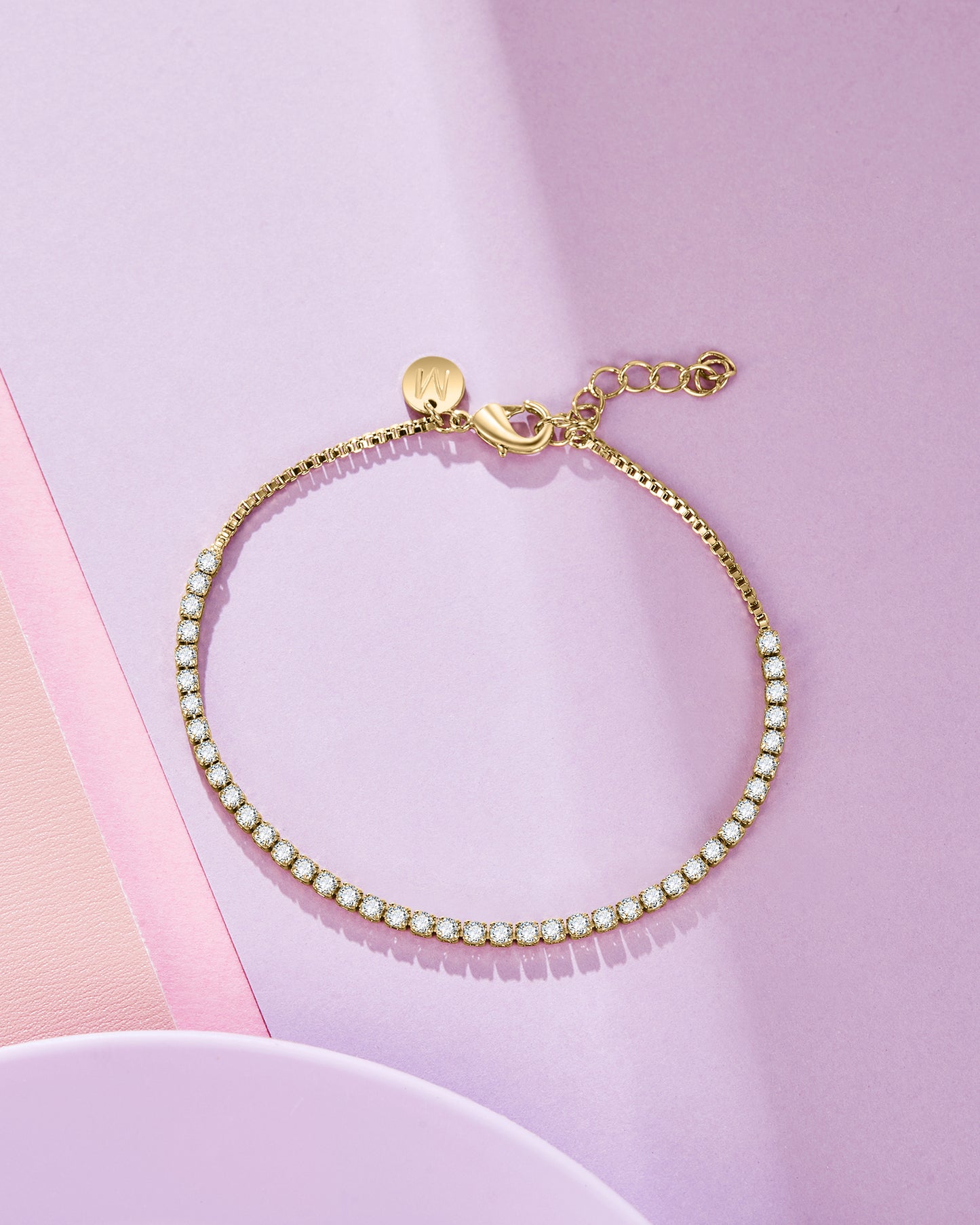 Pink sparkling slider tennis bracelet deals