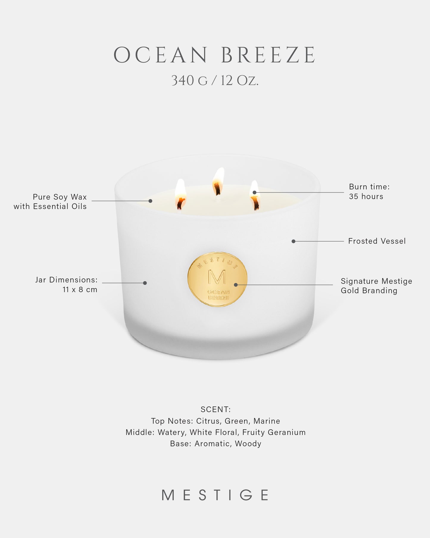 Serenity Candle 340g - Ocean Breeze