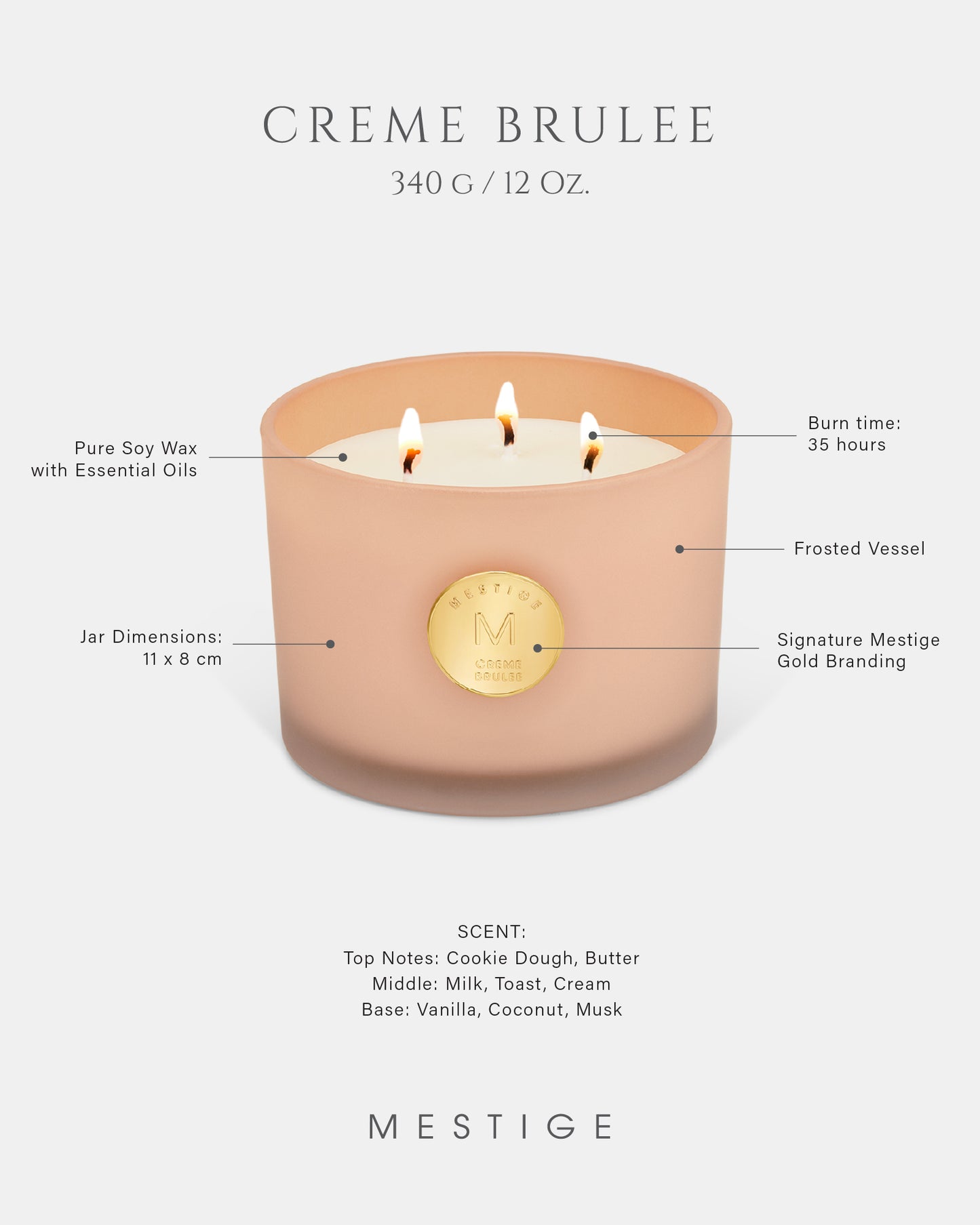 Serenity Candle 340g - Creme Brulee