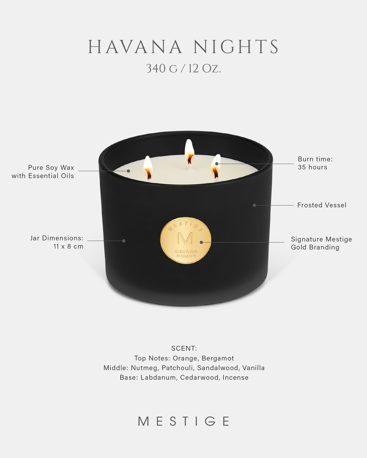 Serenity Candle 340g - Havana Nights