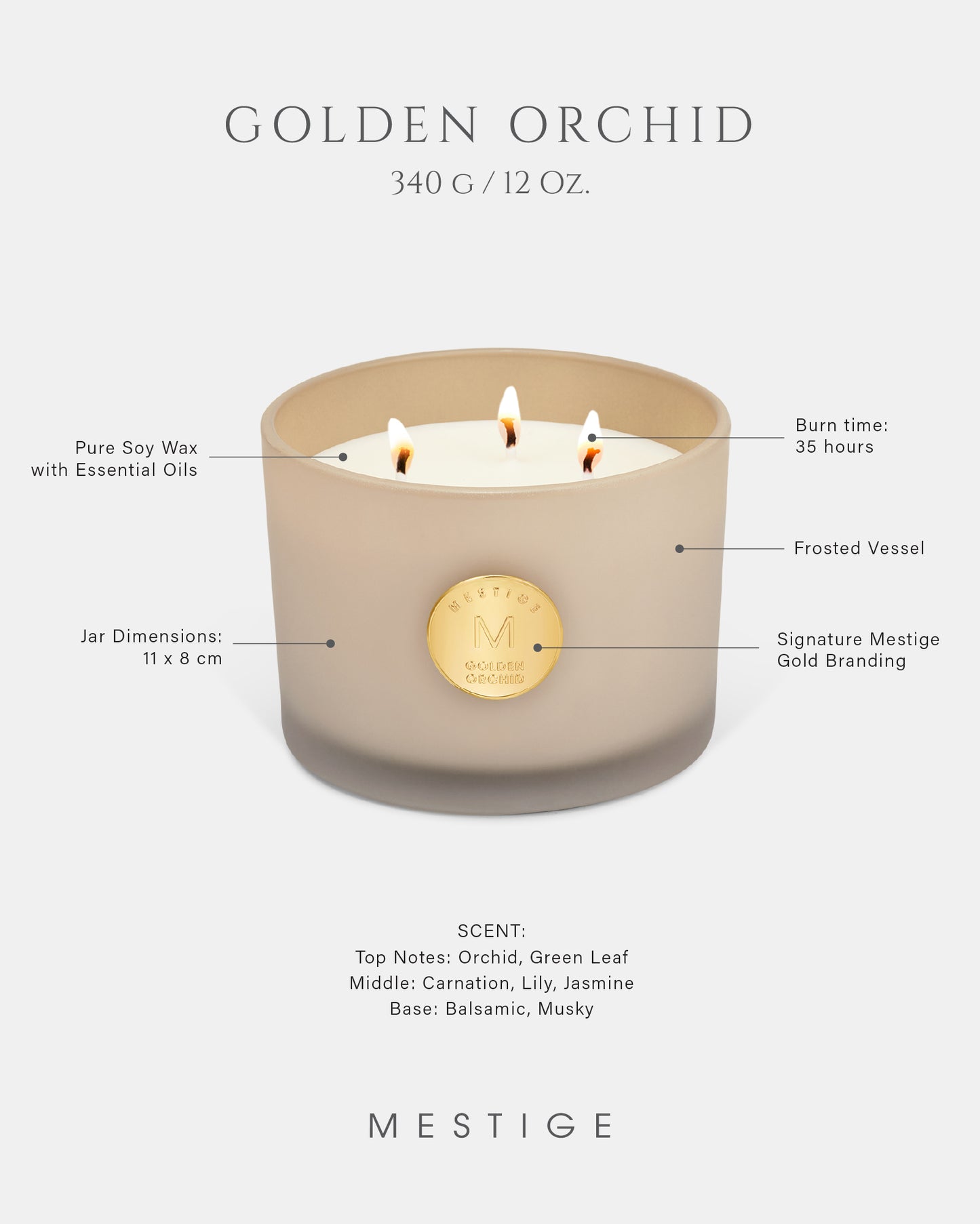 Serenity Candle 340g - Golden Orchid