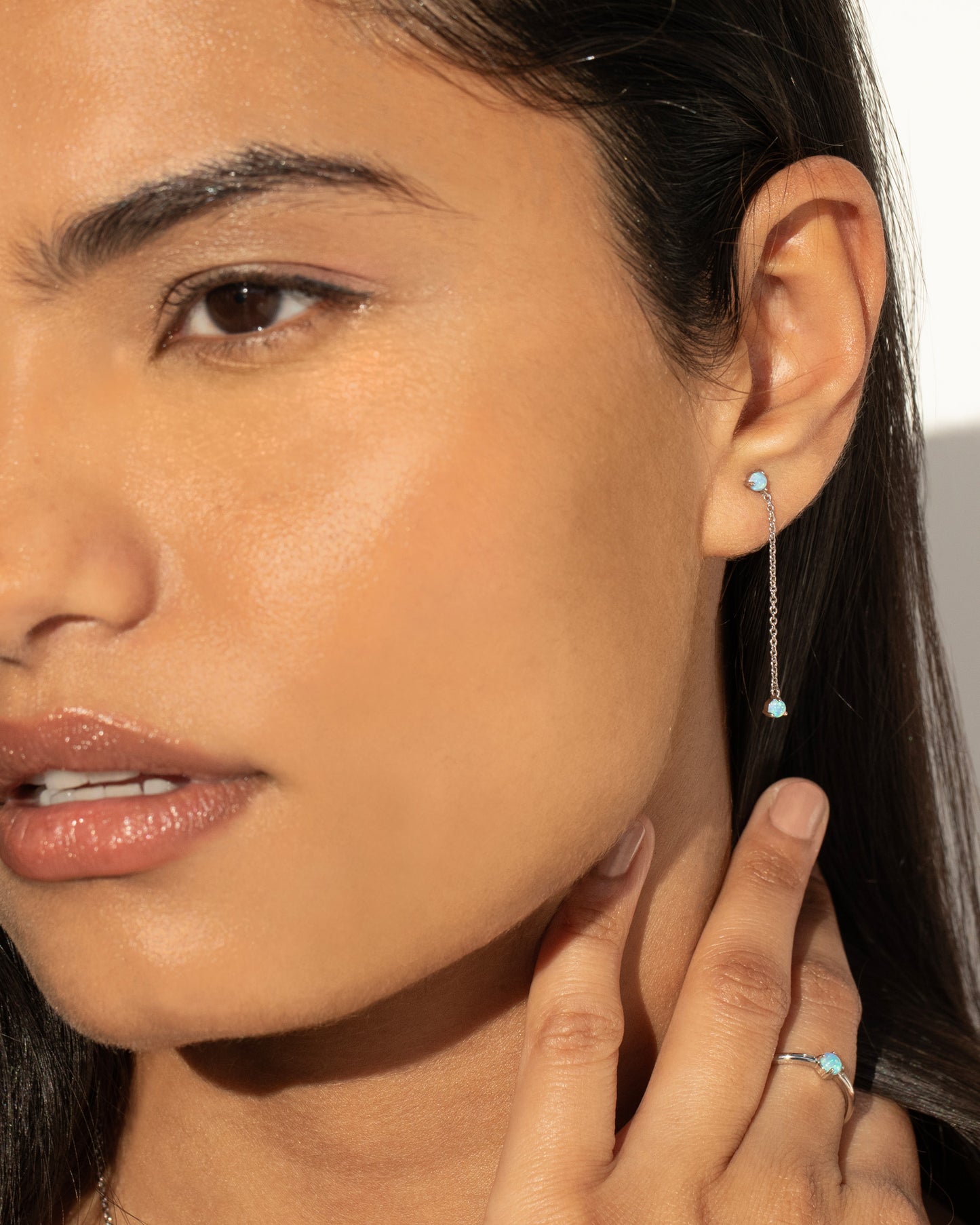 Bello Blue Opal Earrings - Silver Plated