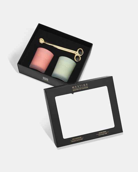2 Candle & Trimmer Gift Set - Pink Champagne and Island Dream