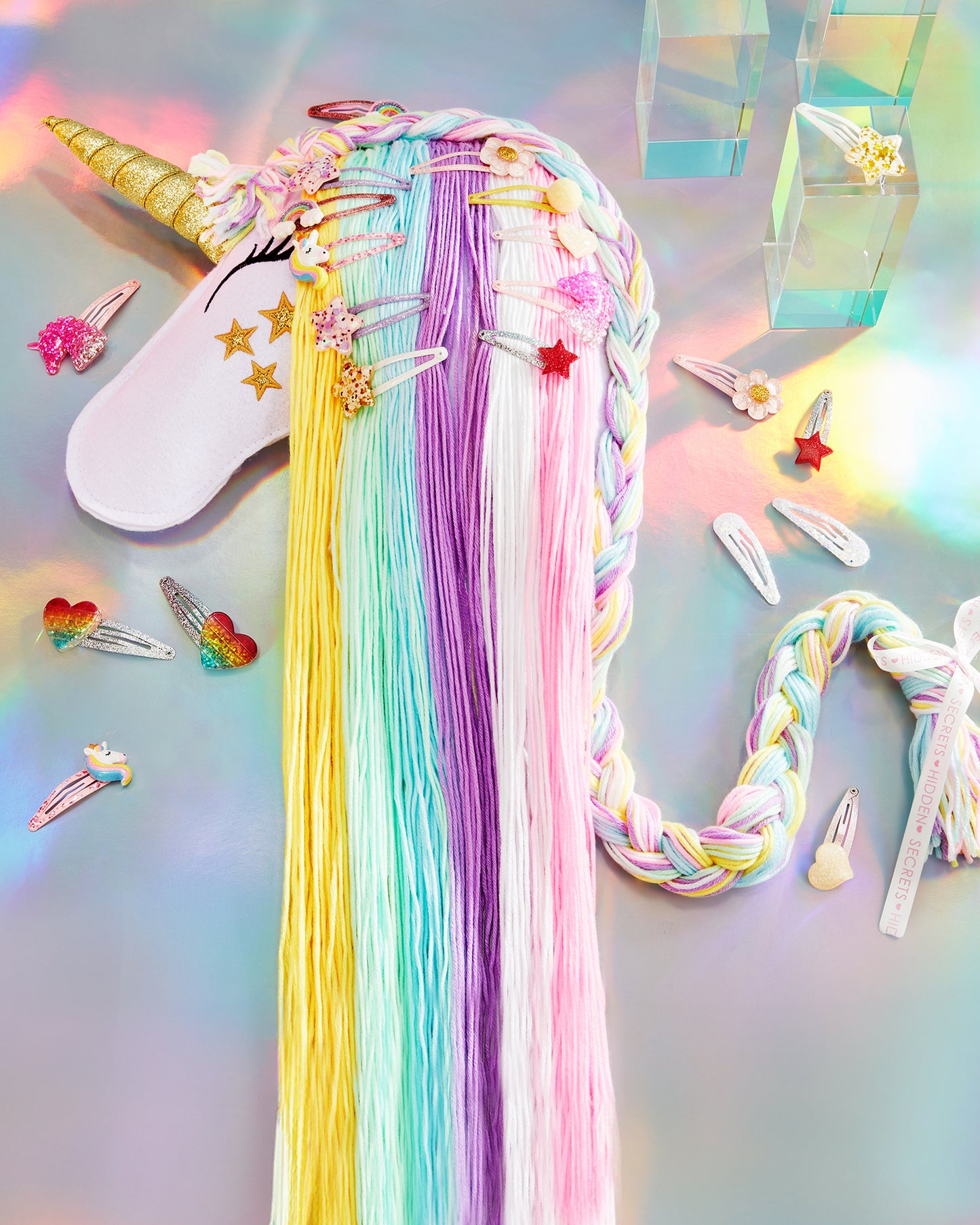 Sparkles Unicorn Hair Accessory Organiser + 4 Hair Clip Sets