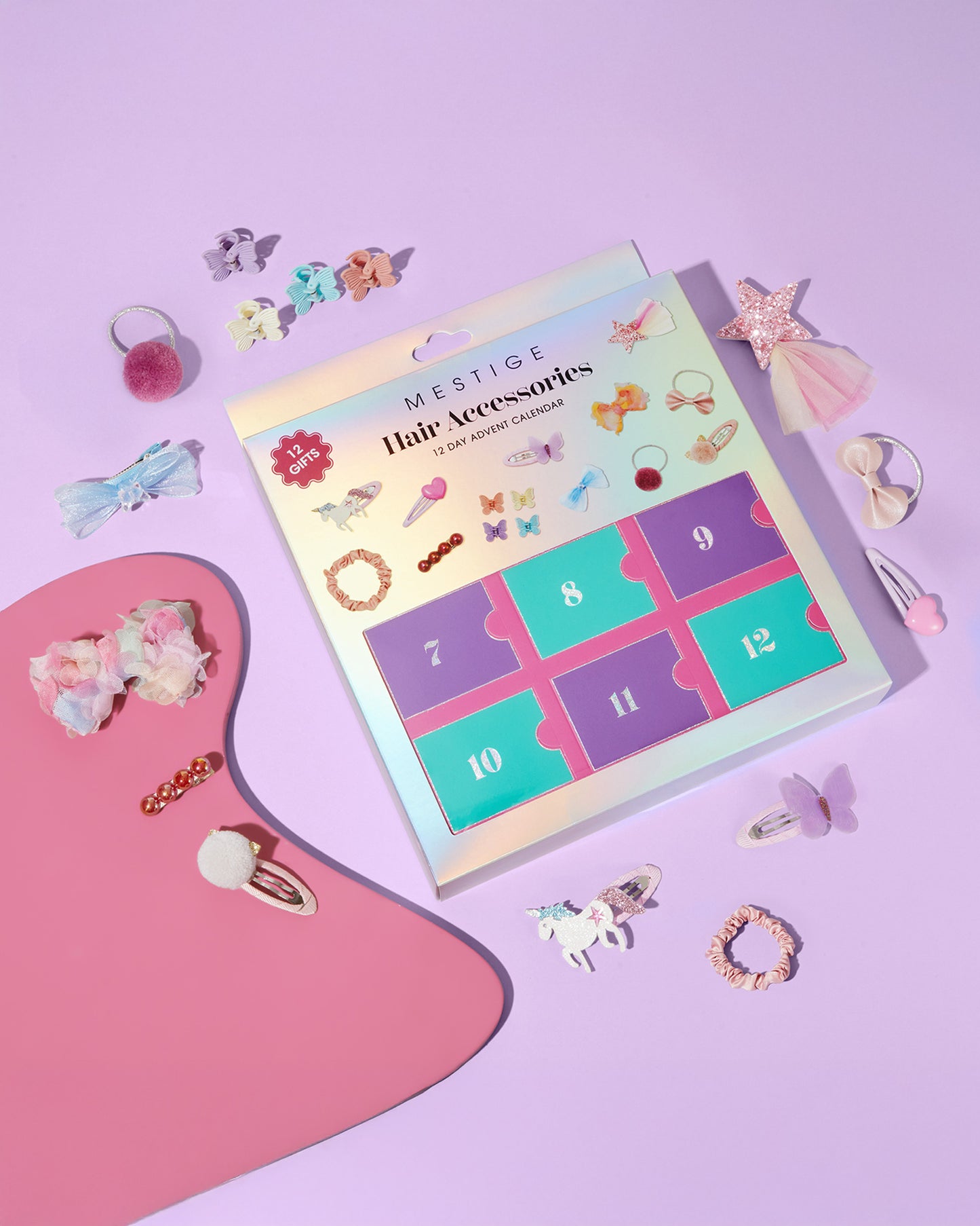 Youth Pastel Advent Calendar - 12 Day Hair Accessories Gifts