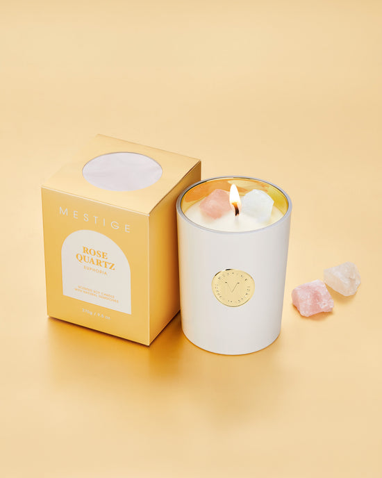 Golden Hour Infused with Amethyst and Opalite Gemstone Soy Candle
