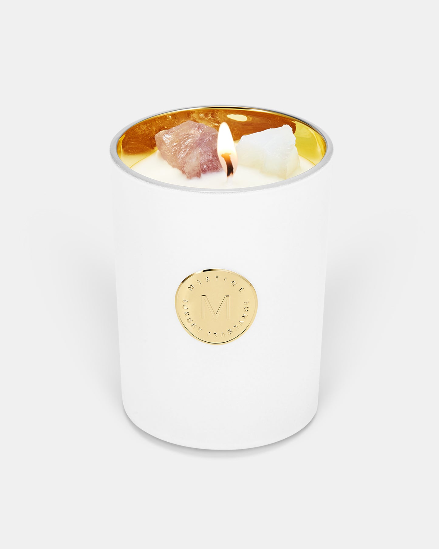 Golden Hour Infused with Rose Quartz and Opalite Gemstone Soy Candle