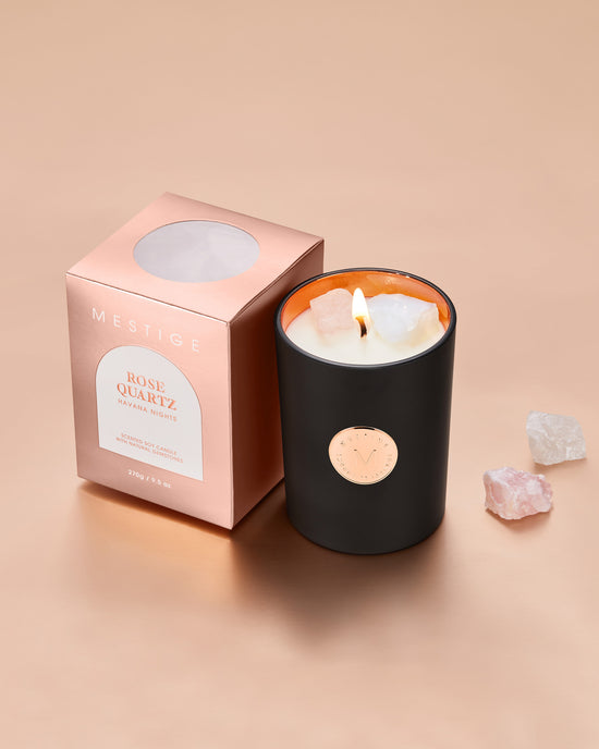 Mystere Infused with Rose Quartz and Opalite Gemstone Soy Candle