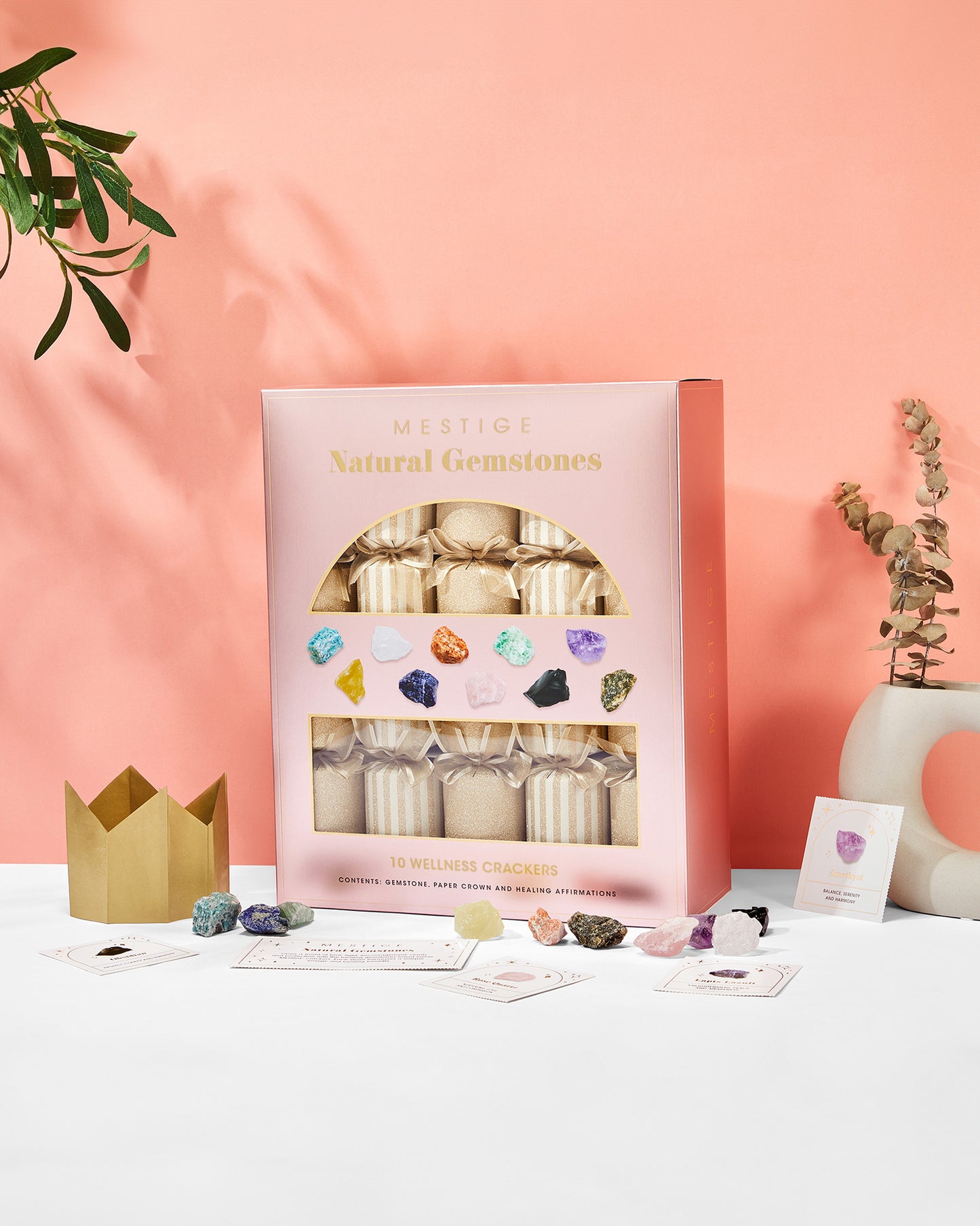 Wellness 10 Pack Crackers with Natural Gemstones - Golden Stripe