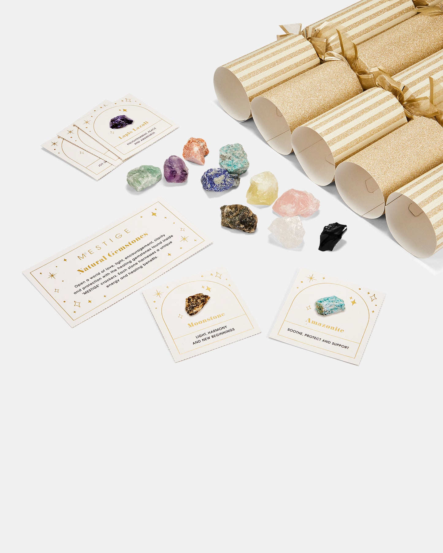 Wellness 10 Pack Crackers with Natural Gemstones - Golden Stripe