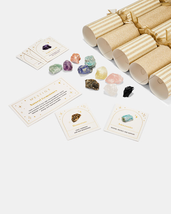 Wellness 10 Pack Crackers with Natural Gemstones - Golden Stripe