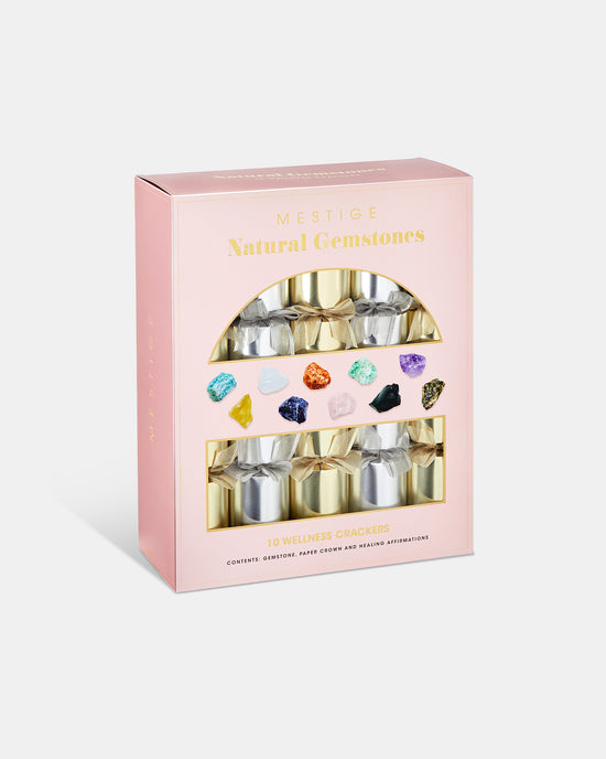 Wellness 10 Pack Crackers with Natural Gemstones - Golden and Silver Matte
