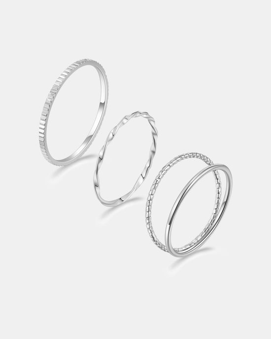 Illusion Stackable Ring Set - Silver Plated