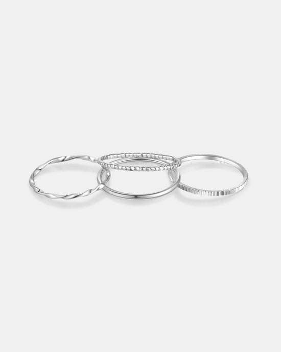 Illusion Stackable Ring Set - Silver Plated
