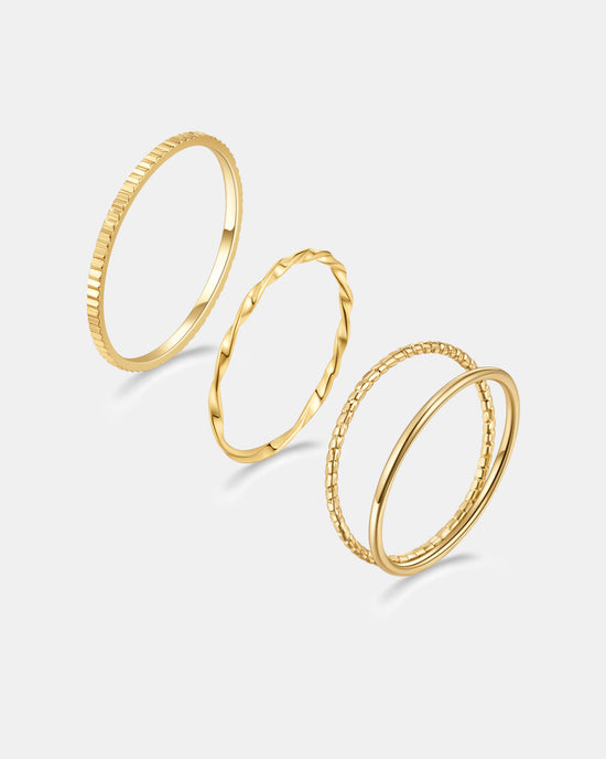 Illusion Stackable Ring Set - 18K Gold Plated