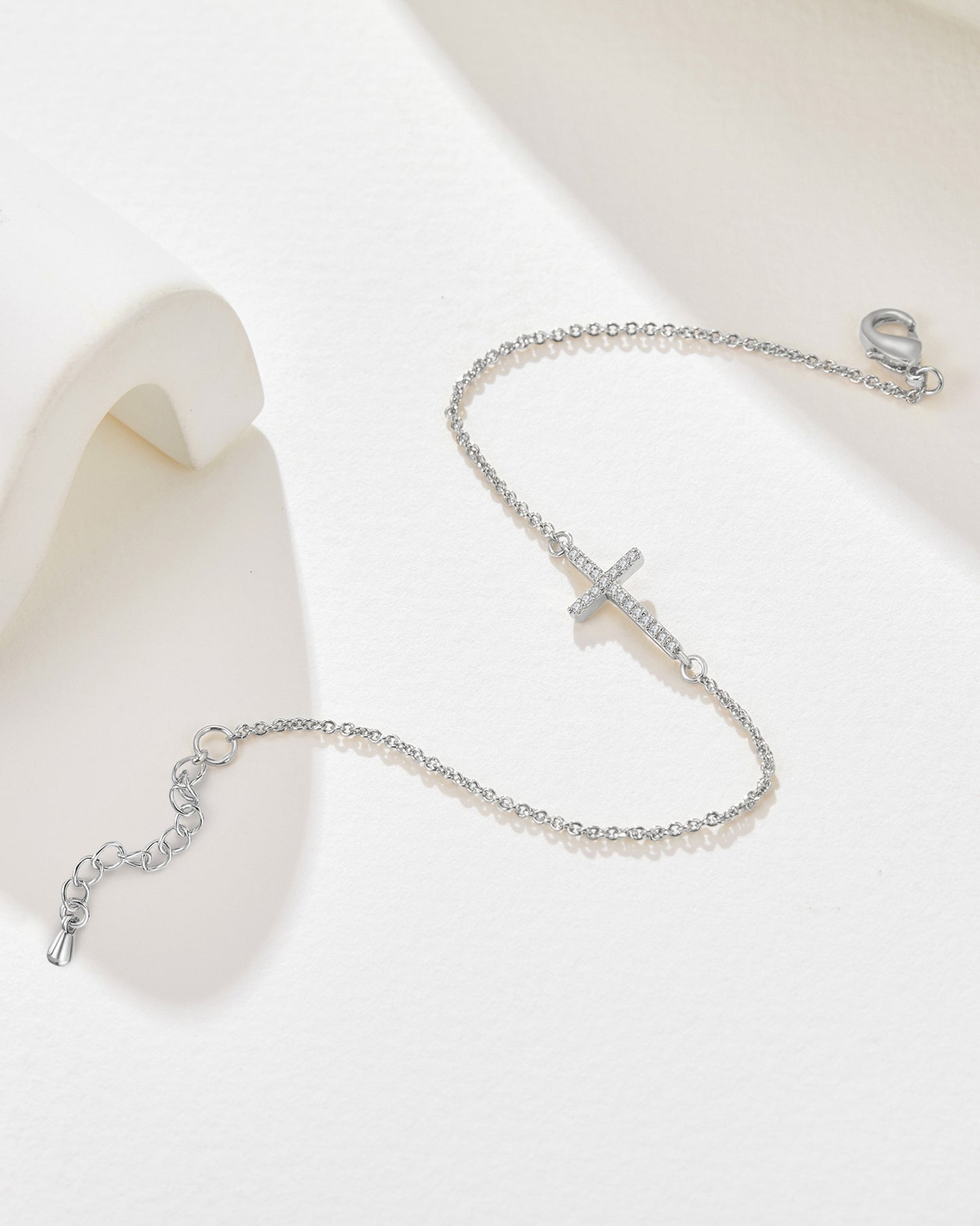 Fine Cross Bracelet - Silver Plated