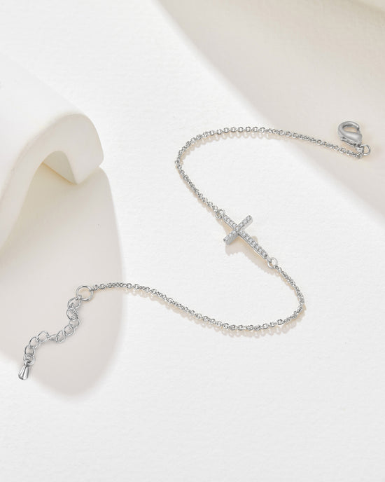 Fine Cross Bracelet - Silver Plated