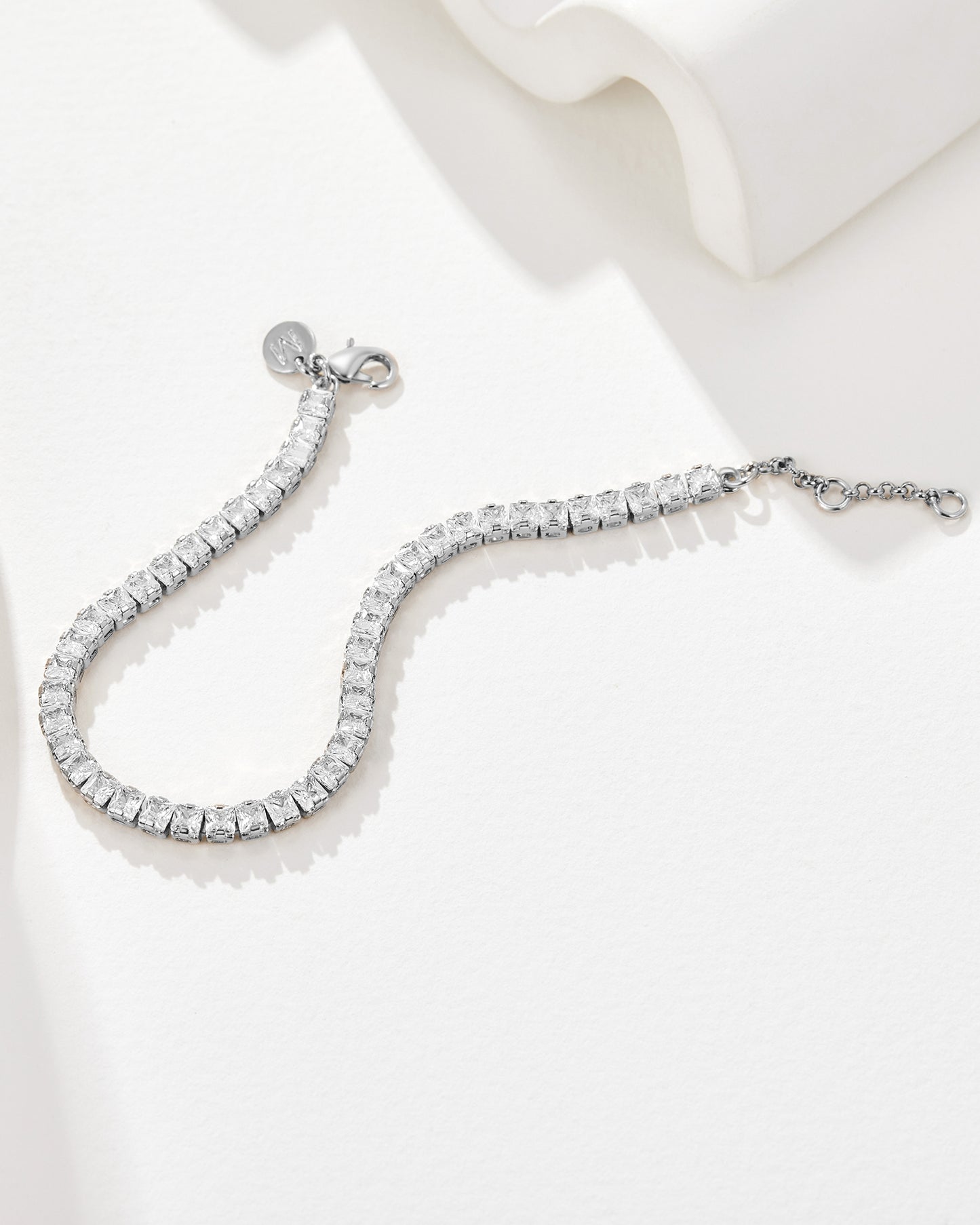 Frosted Tennis Bracelet - Silver Plated