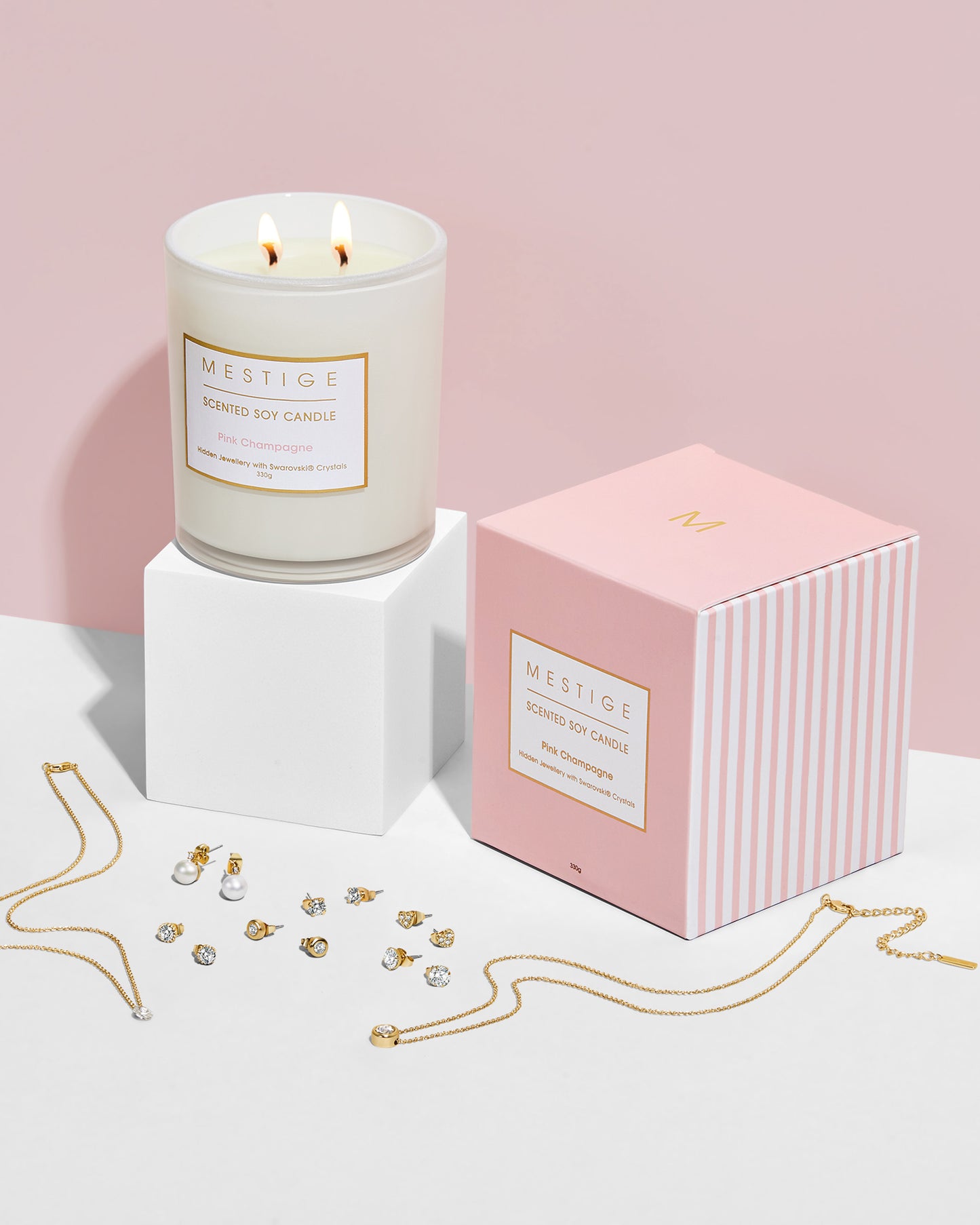 Pink Champagne Scented Candle - Lychee and Musk – Mestige