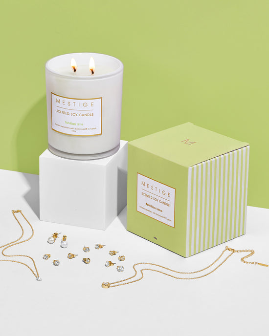Tahitian Lime - Lemongrass Scented Soy Candle with Hidden Jewellery