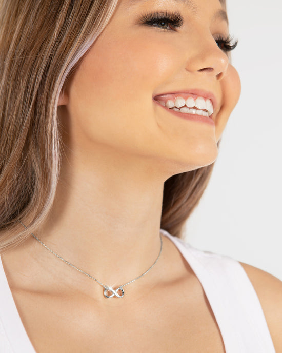 Infinity Necklace & Earrings Set - Silver Plated