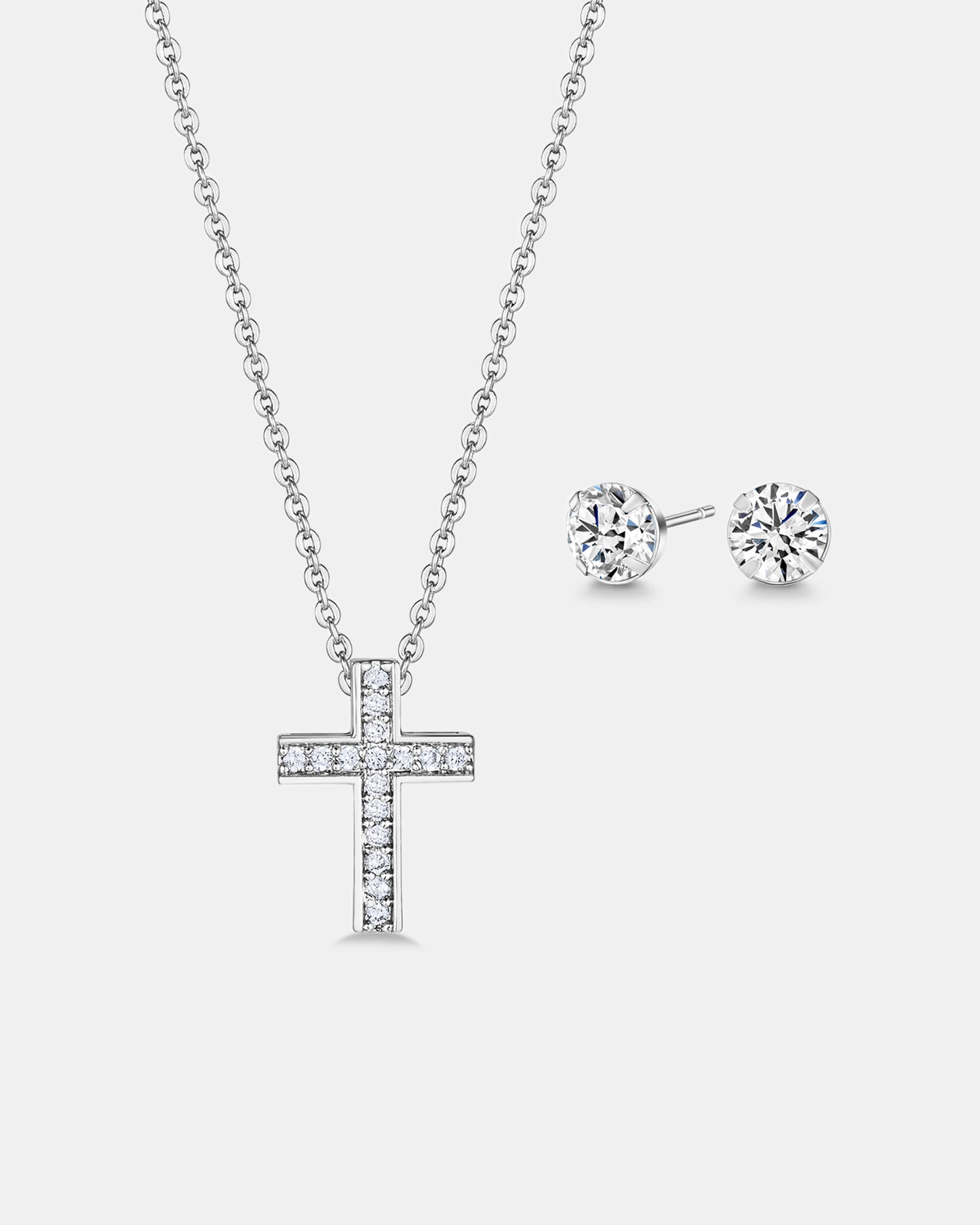 Petite Cross Set - Silver Plated