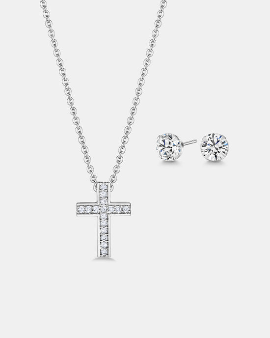 Petite Cross Set - Silver Plated