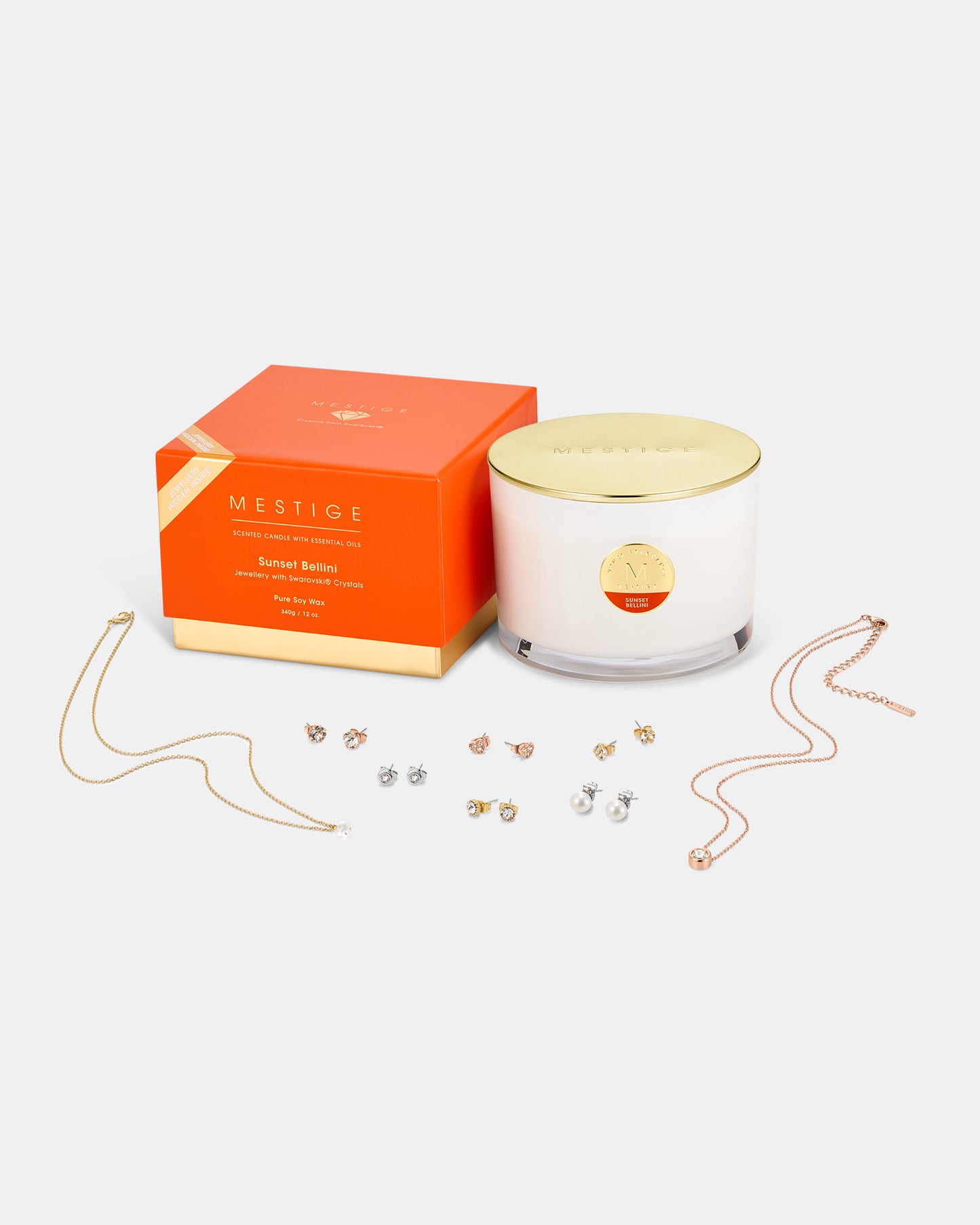 340g SunSet Bellini Scented Soy Candle with Hidden Jewellery