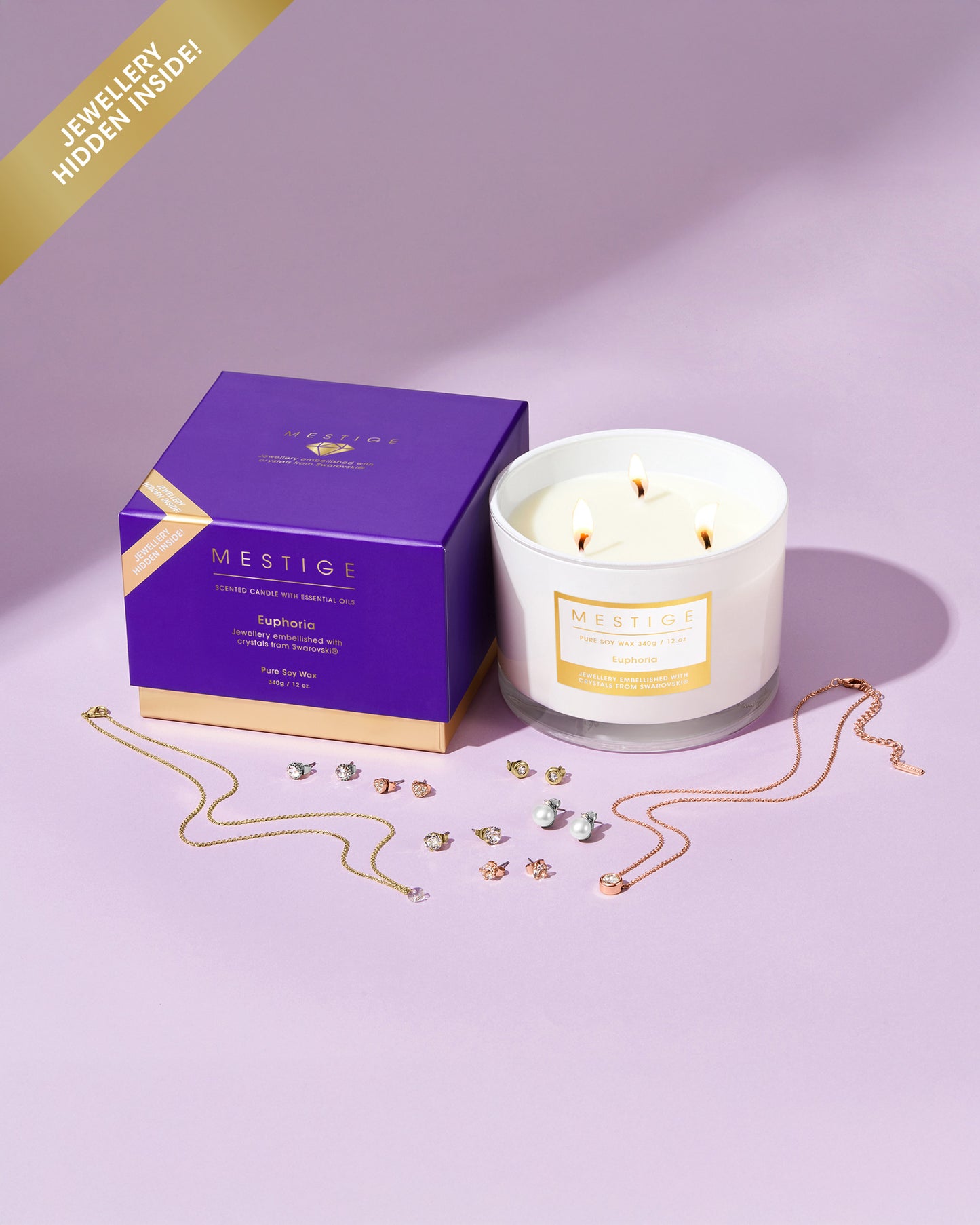 Euphoria 340g Scented Soy Candle with Hidden Jewellery