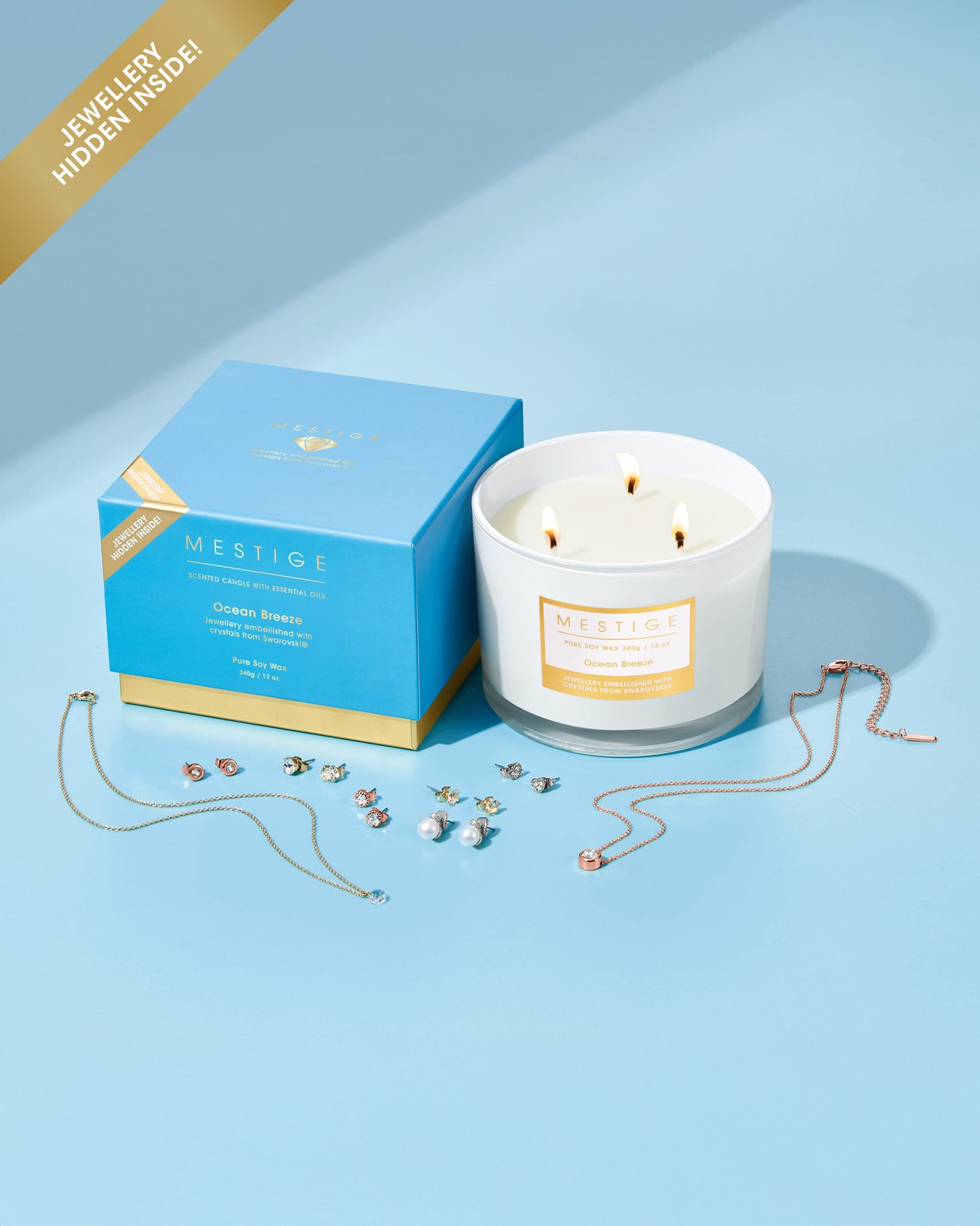 Ocean Breeze 340g Scented Soy Candle with Hidden Jewellery