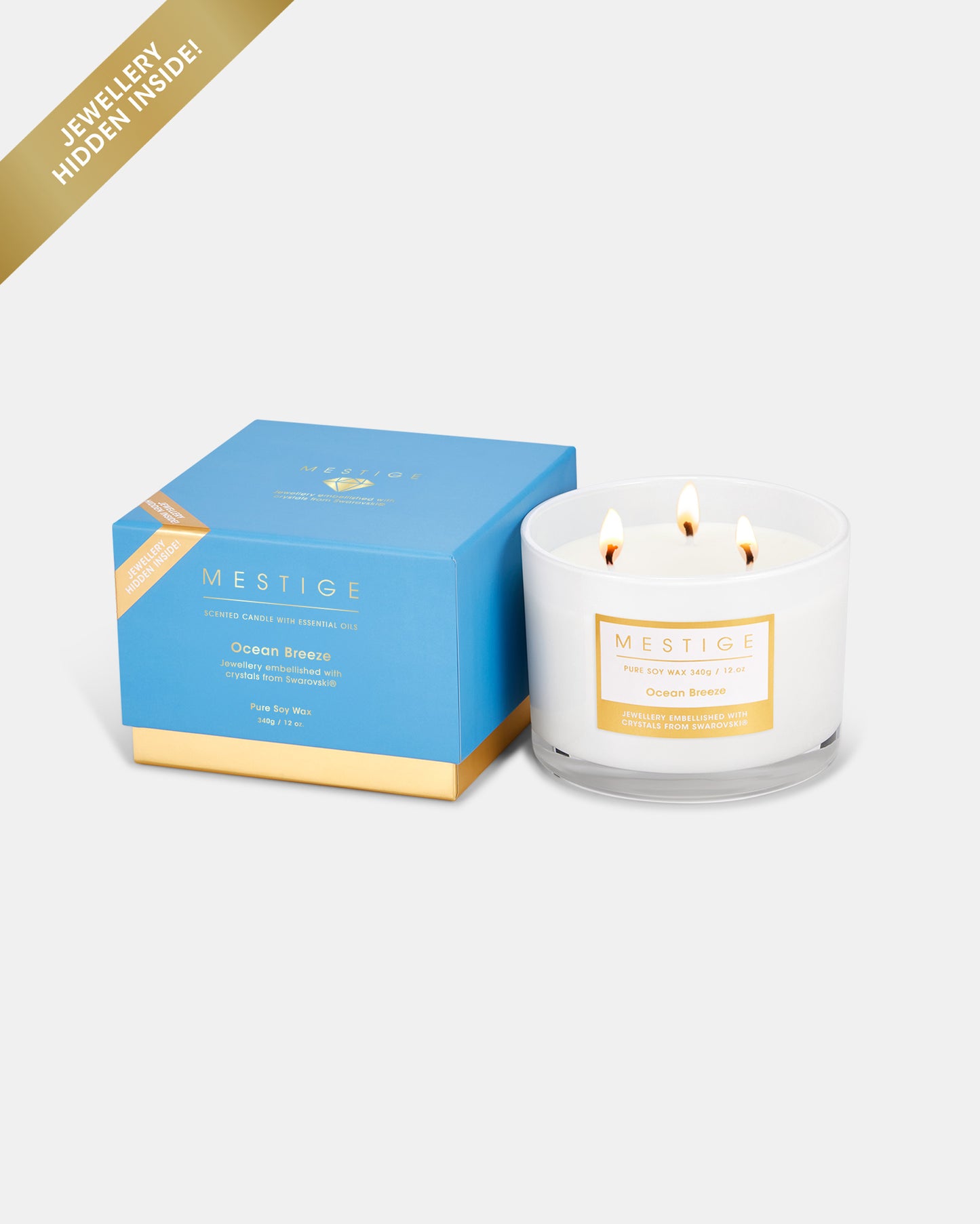 Ocean Breeze 340g Scented Soy Candle with Hidden Jewellery