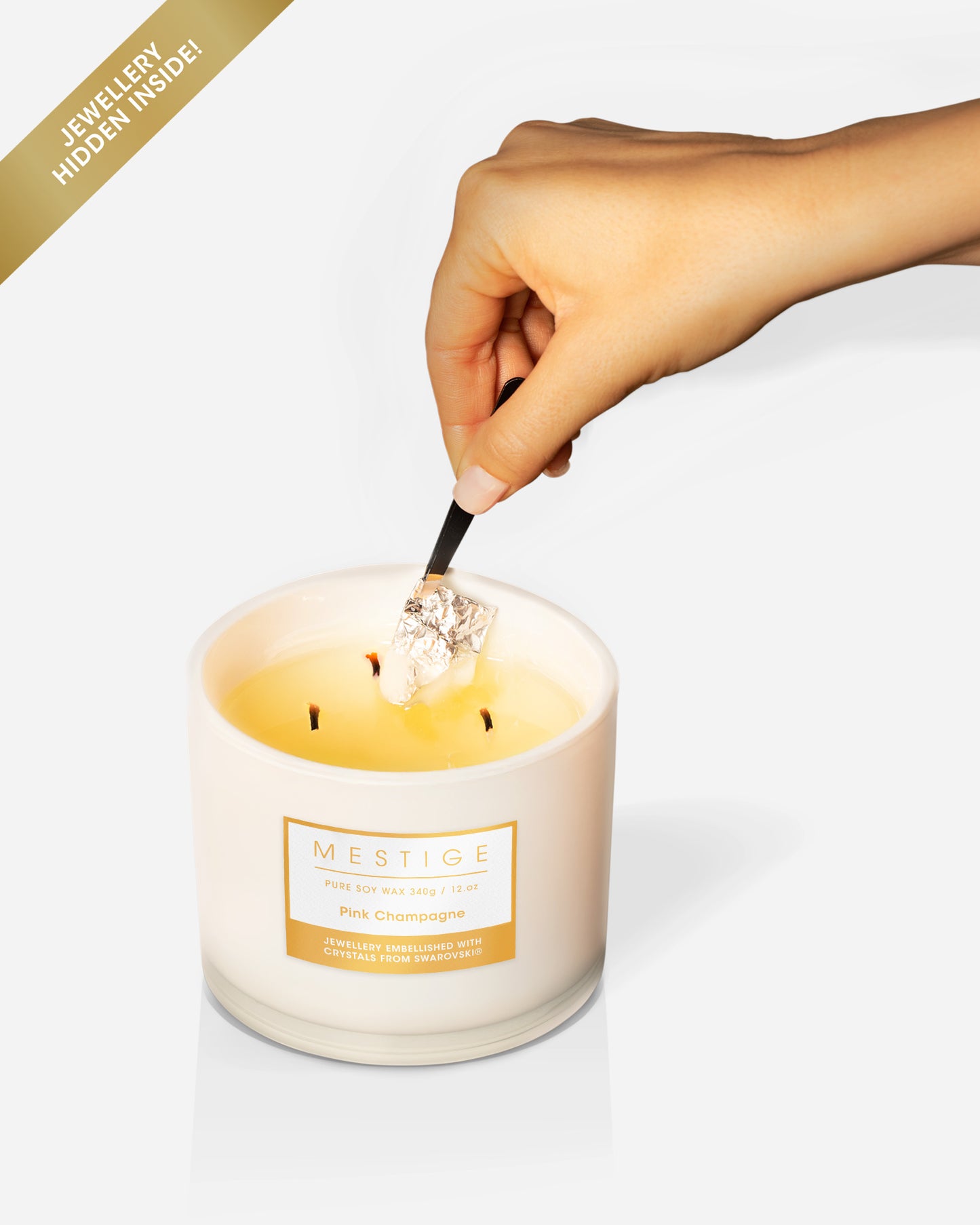 Pink Champagne 340g Scented Soy Candle with Hidden Jewellery