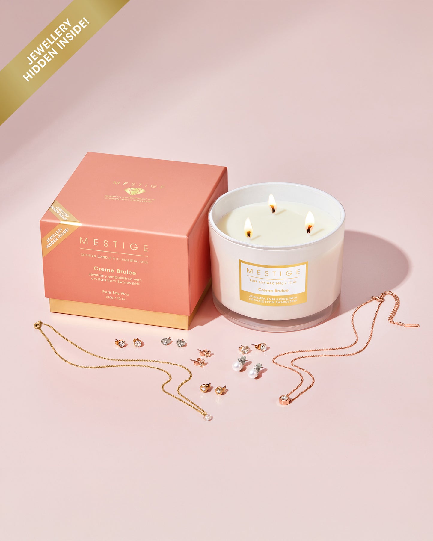 Creme Brulee 340g Scented Soy Candle with Hidden Jewellery