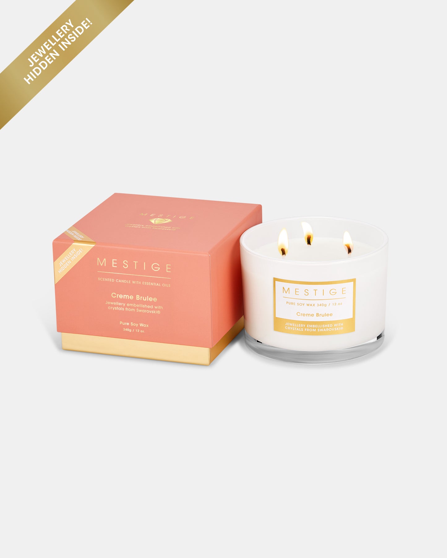 Creme Brulee 340g Scented Soy Candle with Hidden Jewellery