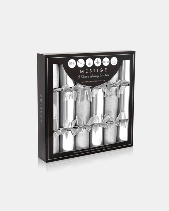 Silver Stardust Crackers with Austrian Crystals - 6 Pack
