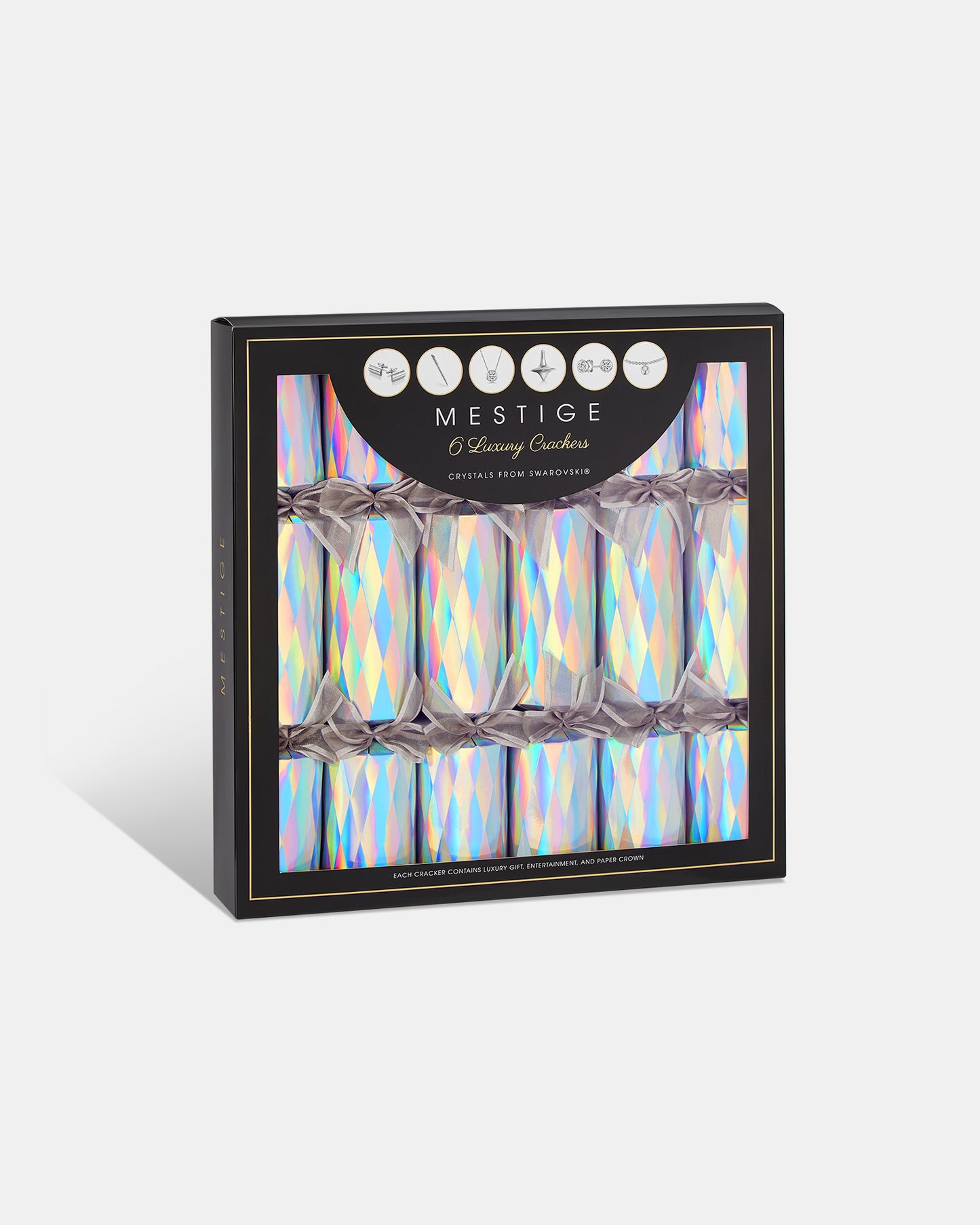 Holographic Prism Luxury Christmas Crackers – 6 Pack
