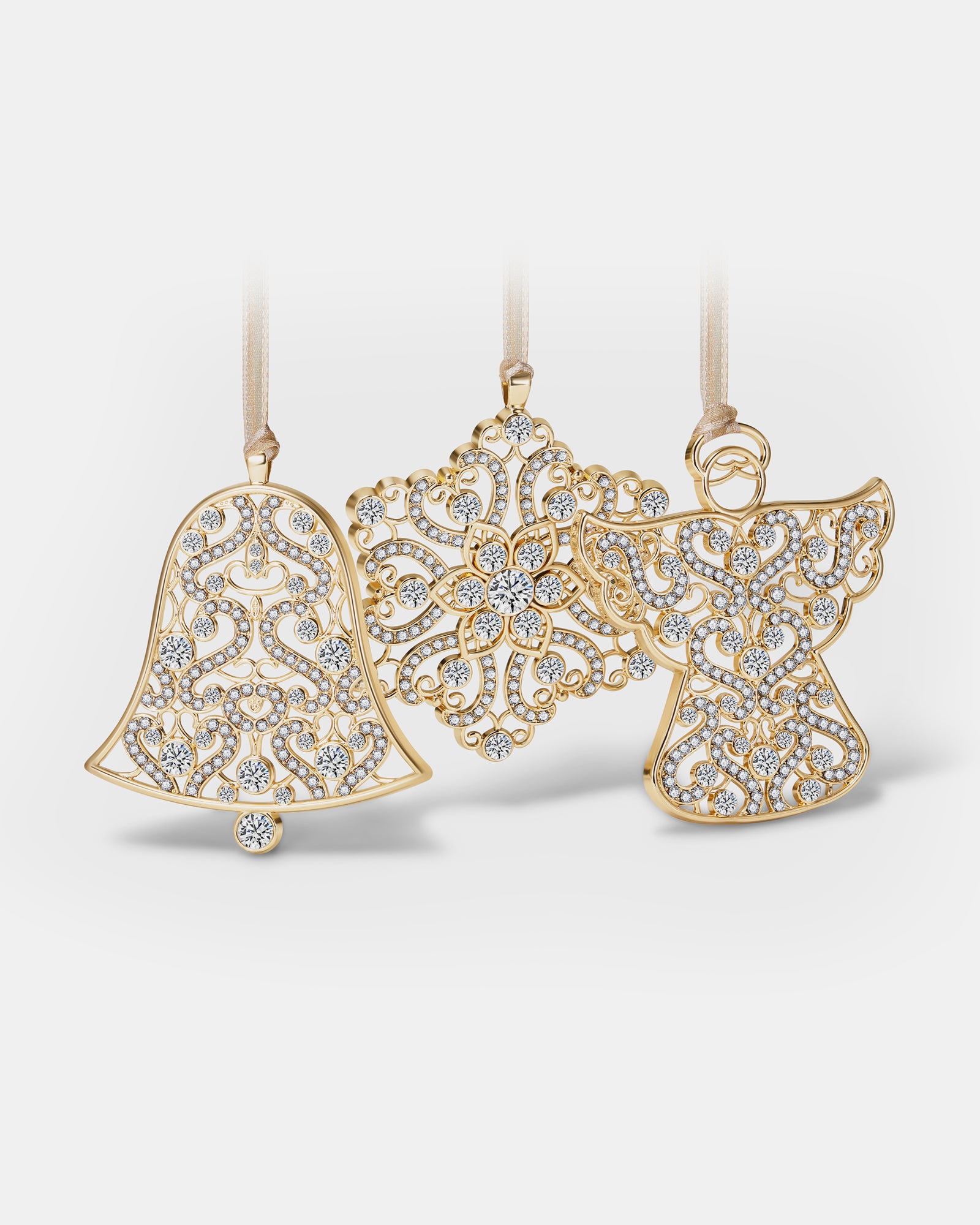 3 Piece Luxury Ornaments Set in Gold – Mestige