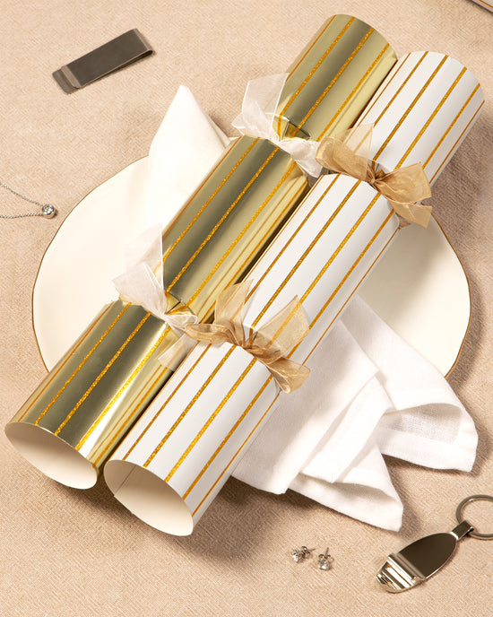 Stripes and Sparkles Christmas Crackers - 6 Pack