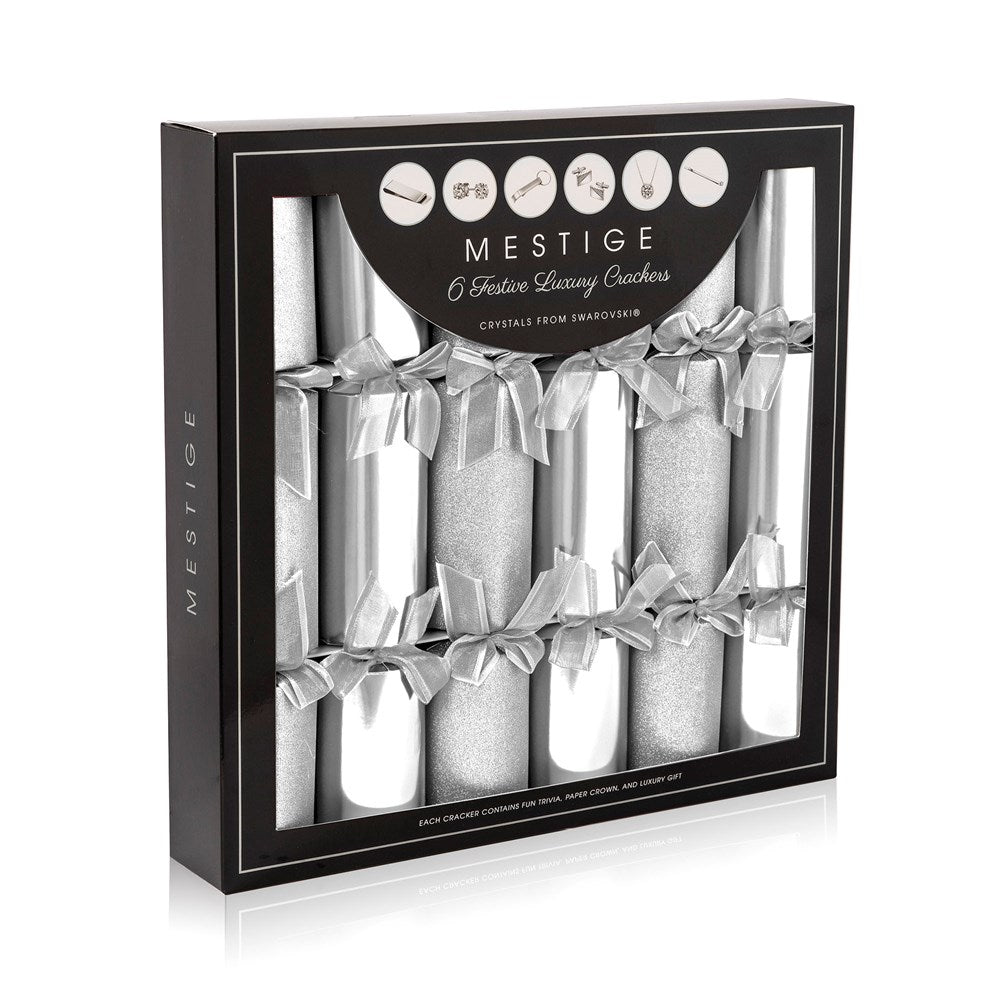 Luxury 6-Pack Crackers Silver Glitter & Silver