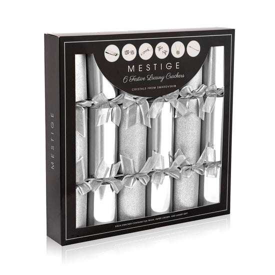 Luxury 6-Pack Crackers Silver Glitter & Silver